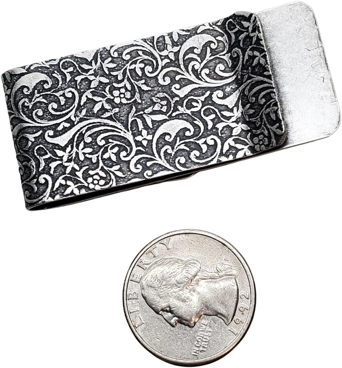 Handmade Oxidized Silver Embossed Rooster Money Clip