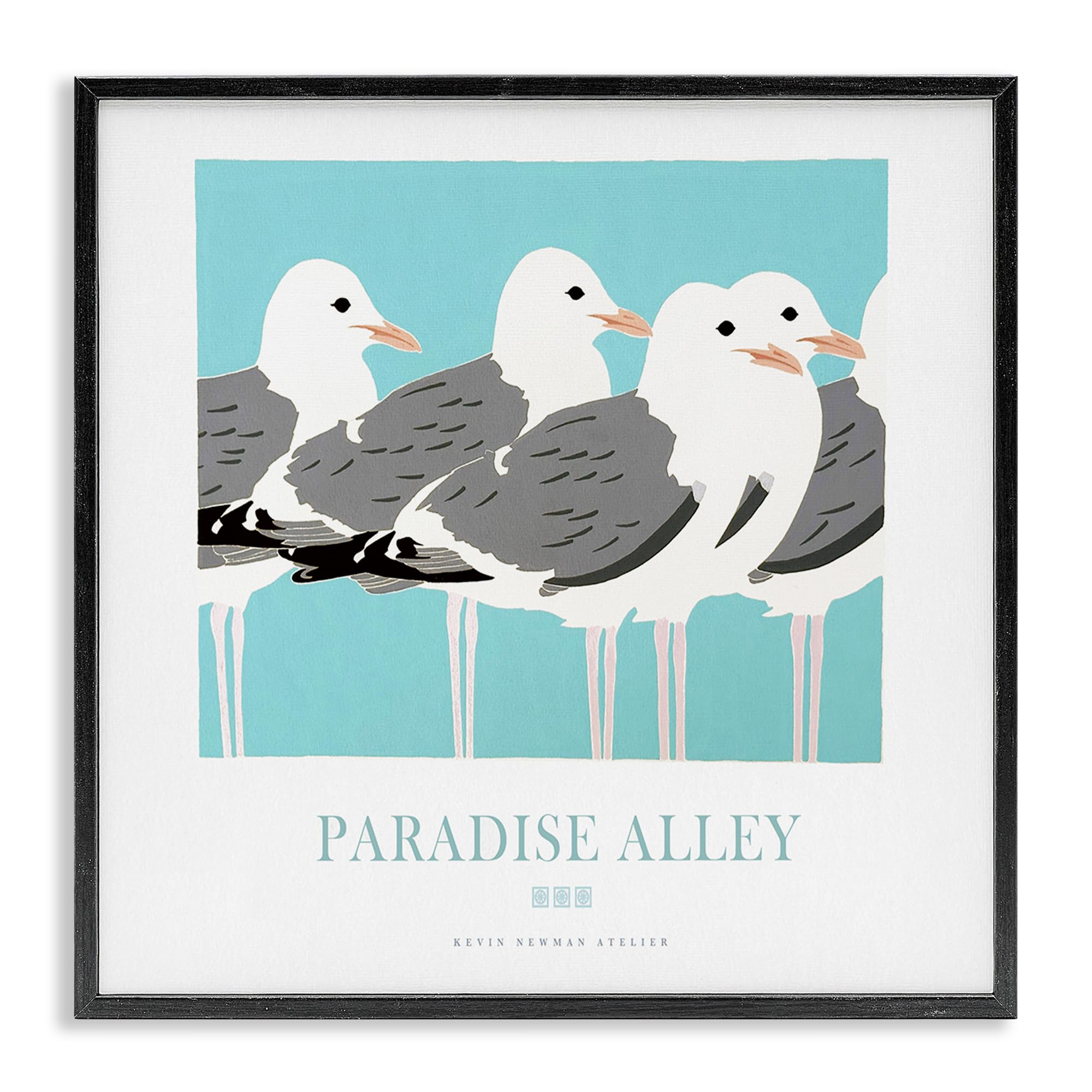 Stupell Industries 'Paradise Alley Seagull Gathering', Framed Giclee Art, Black, 12 x 12 Inches, Easy to Hang and Sturdy, Made in USA, by Jadei Graphics