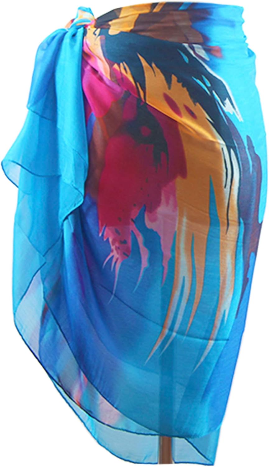 MissShorthair Womens Chiffon Beach Pareos Sarong Sheer Swimsuit Cover Ups Swimwear Bikini Wrap