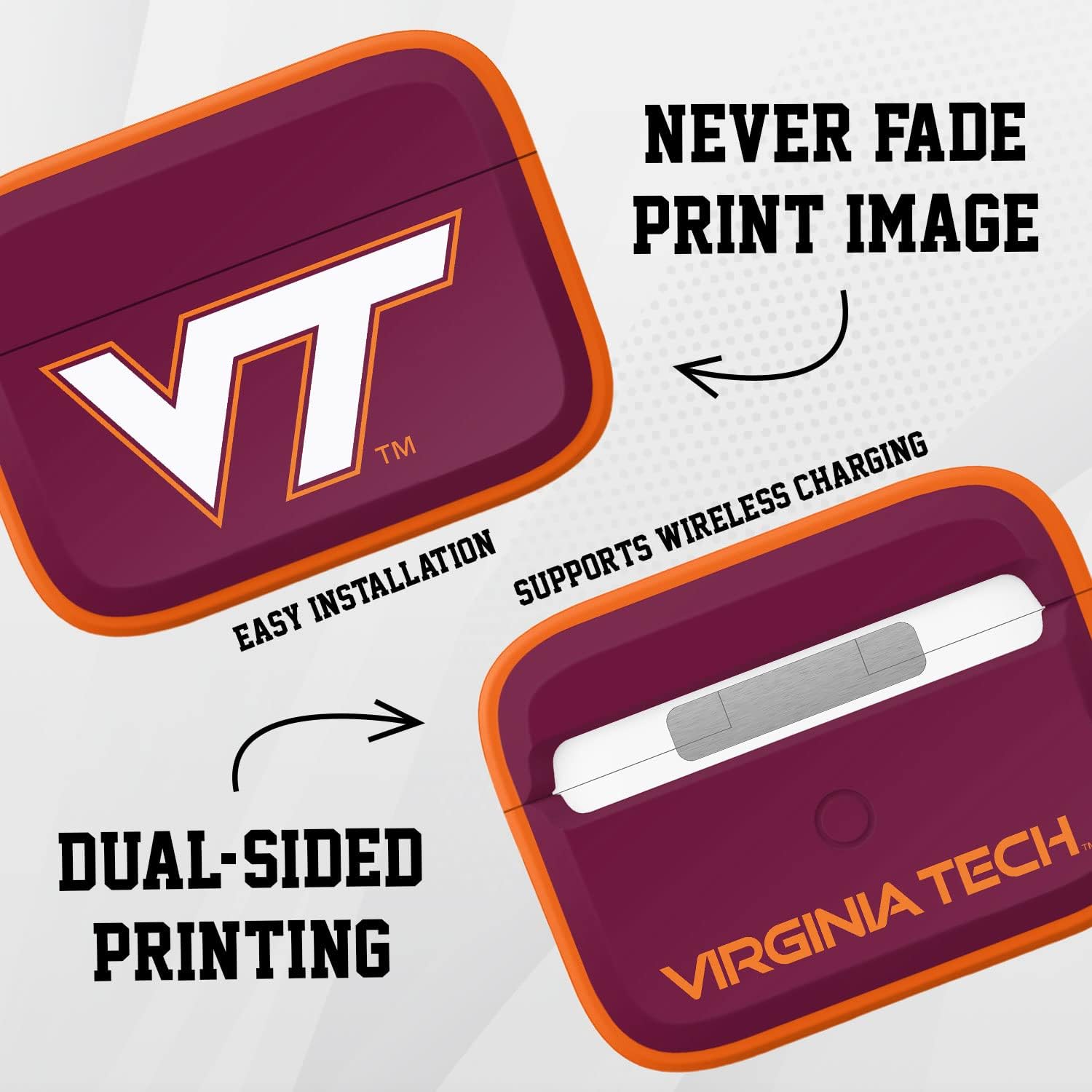 Affinity Bands Virginia Tech Hokies HDX Case Cover Compatible with Apple AirPods Pro 1 & 2 (Classic)