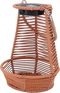 POCREATION Solar Garden Lantern Rattan Hanging Planter with High Efficie...