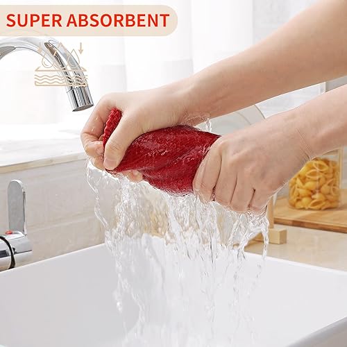 Miniatura 292 de Kitinjoy - Paños de cocina 100% algodón, paquete de 6 paños de cocina ultra suaves y absorbentes para secar platos, toallas de cocina de secado