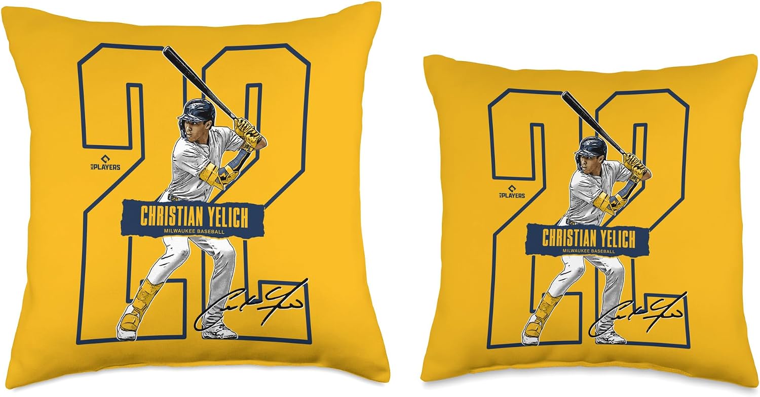 Christian Yelich | Milwaukee Baseball Players | MLBCHR301N Throw Pillow