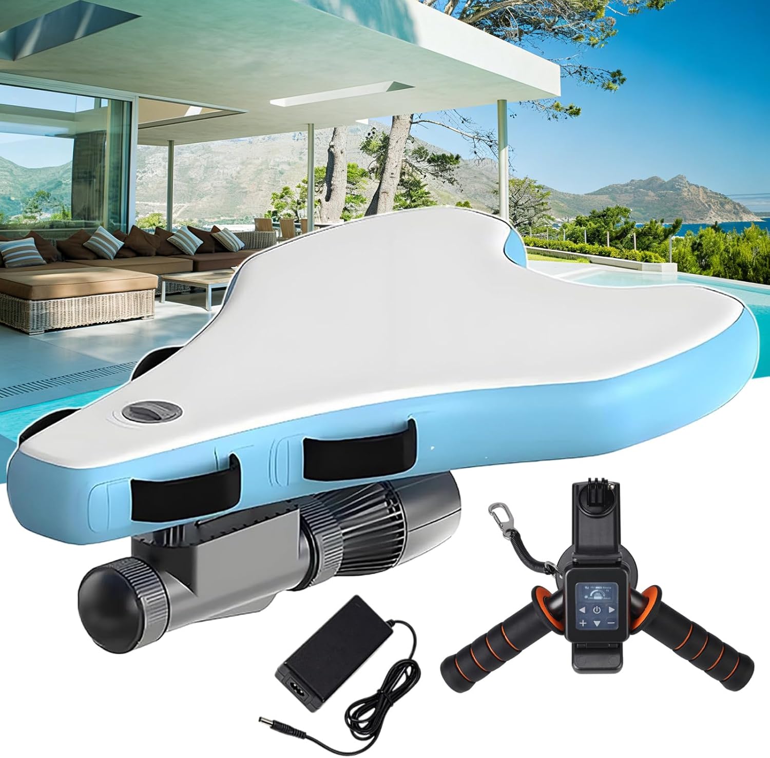 3-In-1 Electric Surfboard - Inflatable Body Board with 10Ah Battery, 40-130 Min Runtime, Underwater Scooter for Swimming & Diving, Wrist Watch Remote, for Hotel Pool & Water Park 700W16Ah