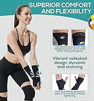 Vista 5 de HiRui Mangas de brazo de voleibol, mangas para antebrazo, con almohadillas de protección y orificio para el pulgar para niños, jóvenes, mujeres