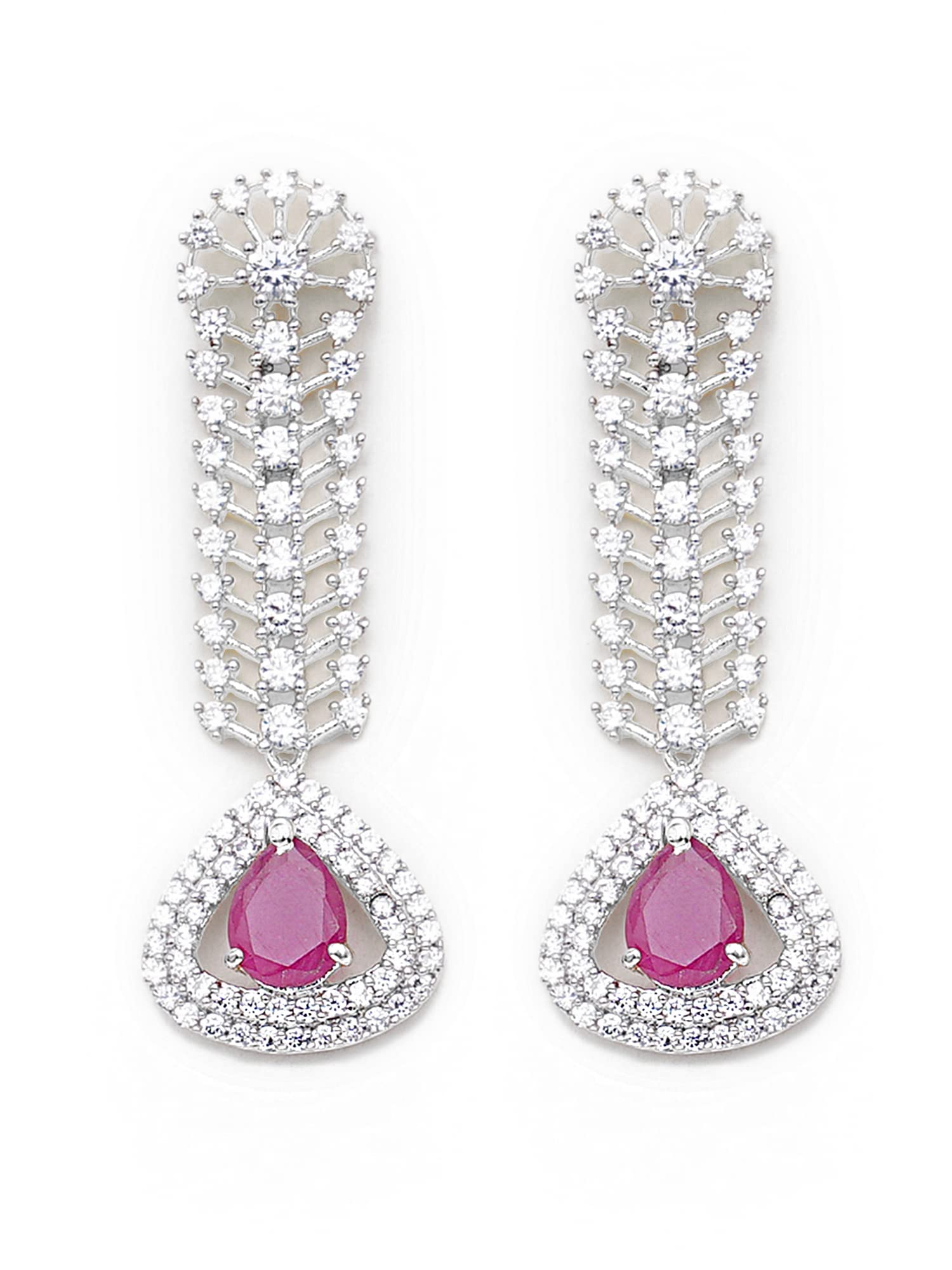 Karatcart Women Red Stone Gold Plated American Diamond Drop Earrings (B09XF5PV9L) Amazon Price History, Amazon Price Tracker