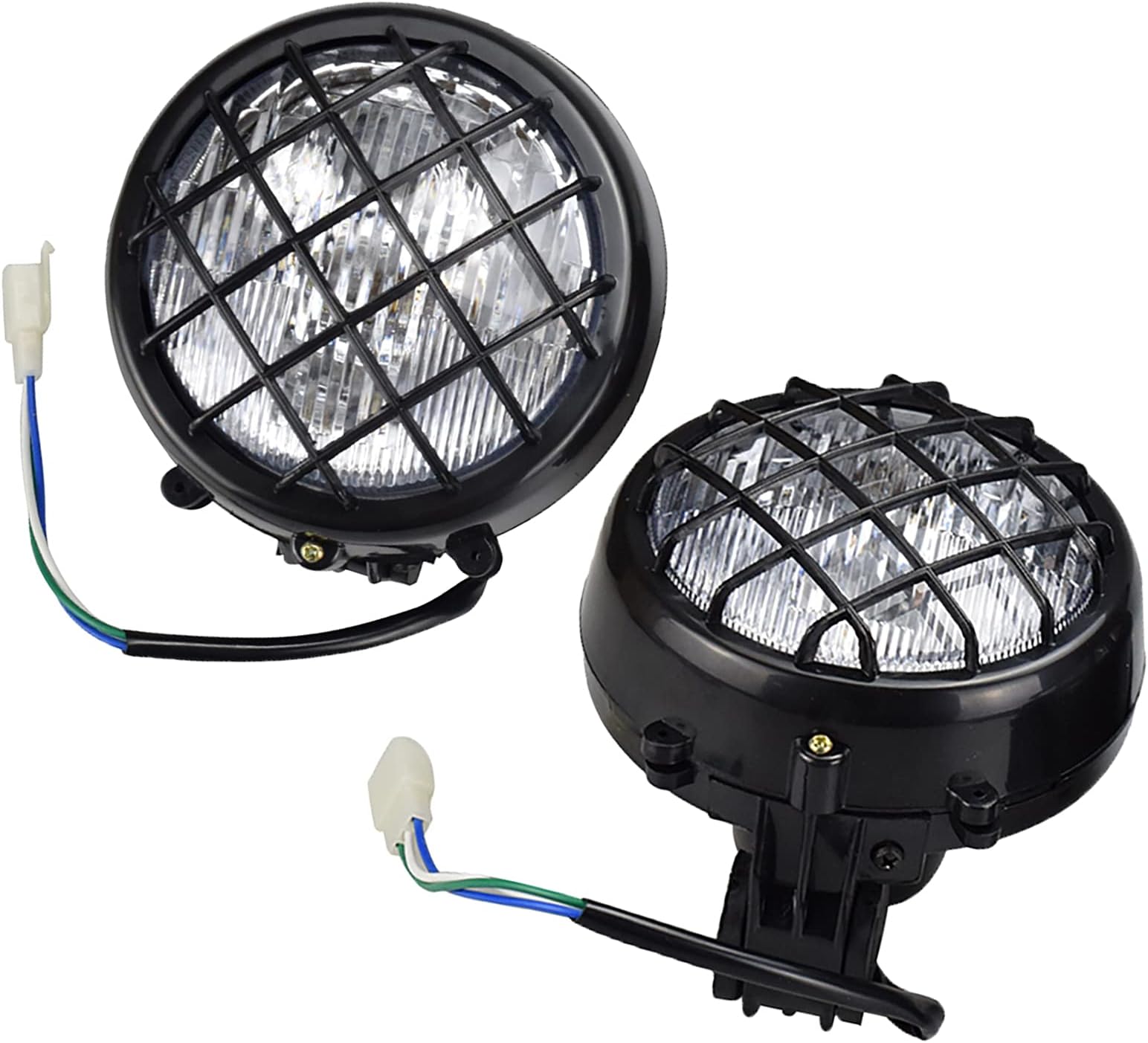 Left & Right Headlights assembly Lens Bulbs Lights Grills for Yamaha Banshee 350 1987-2006 Warrior 350 1996-2001