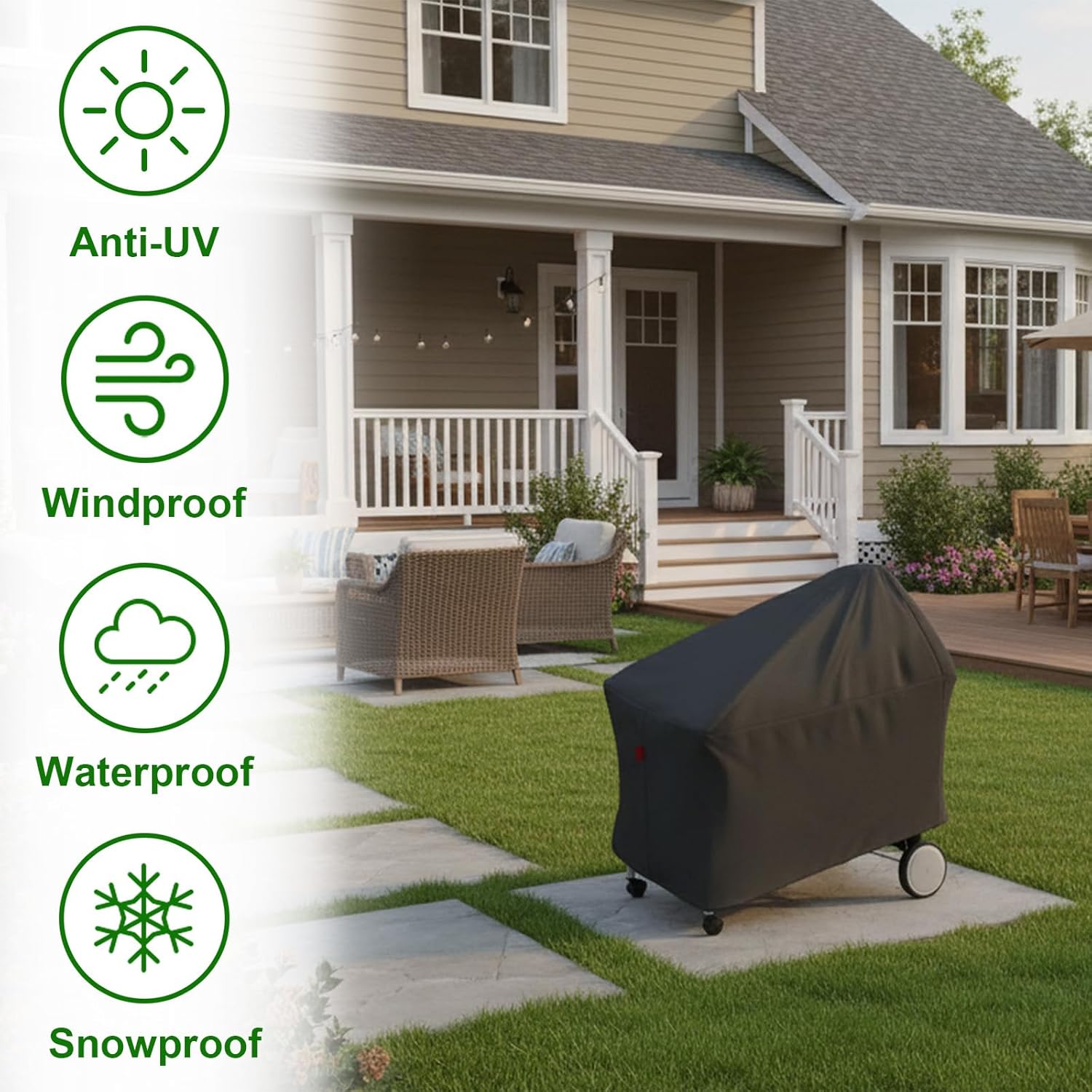 Grill Cover Fits Weber Summit Kamado S6 Charcoal Grilling Center, 22"&18" Kettle Grill with Stand Cart Table Cover, Outdoor Waterproof BBQ Cover 57" W x 34" D x 43" H