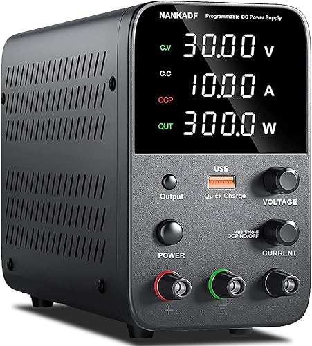 Miniatura 1 de Fuente de alimentación de CC variable, fuente de alimentación de banco de 30 V 10 A con perilla de ajuste del codificador, botón de