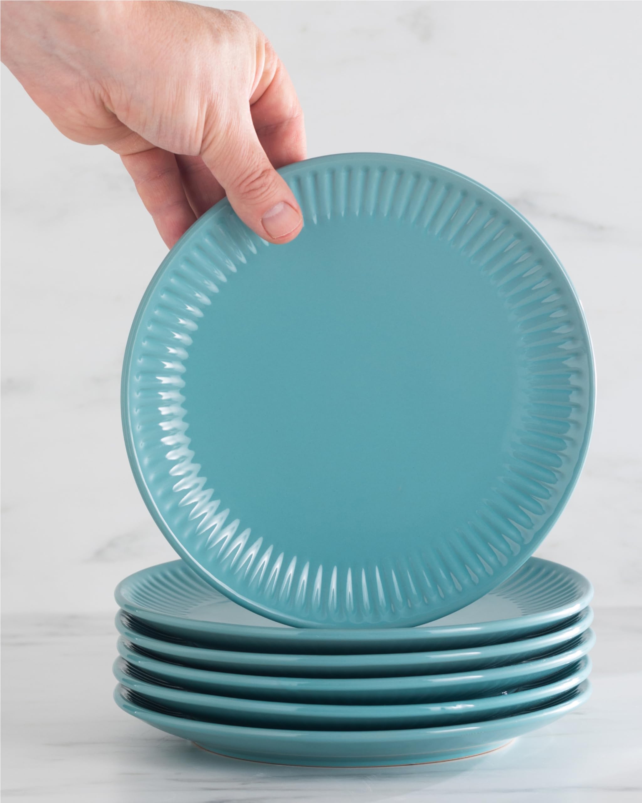 Elegante juego de vajilla de 36 piezas, serie Hygge, juego de cuencos y platos, vajilla de cerámica para 12 personas, apta para lavavajillas y microondas, color verde