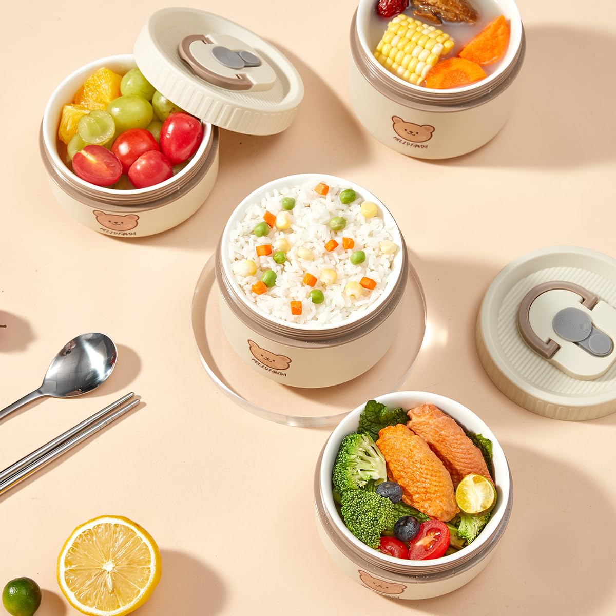 YBOBK HOME Ceramics Food Storage with Bag&Lid Leakproof Lunch Box Portable lunch Container Stackable Bento Box for Office Work Microwave Safe &Dishwasher Safe