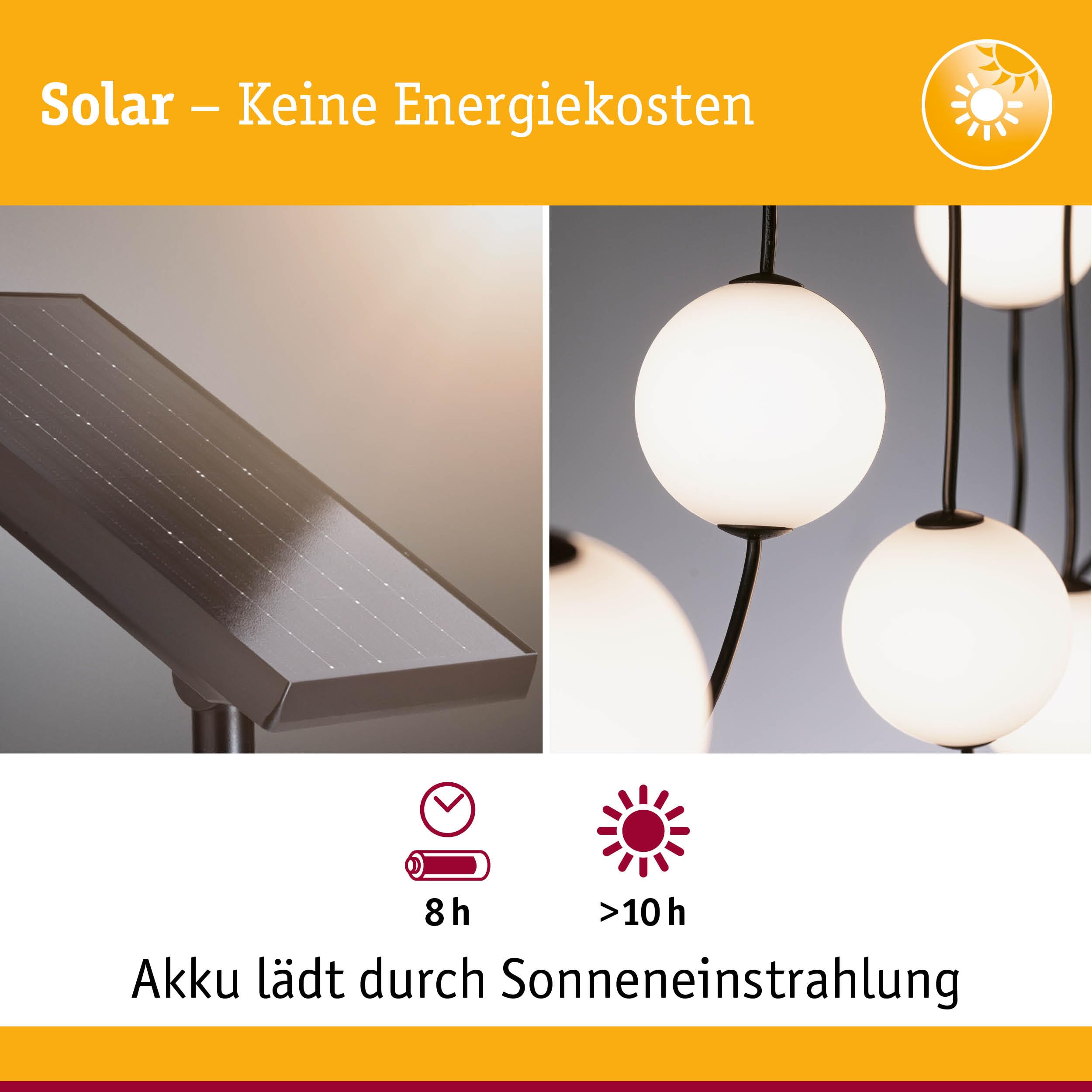 Paulmann 94911 Solar LED Lichterkette Taina Basisset IP67 3000K 5,8m 6x60lm Schwarz