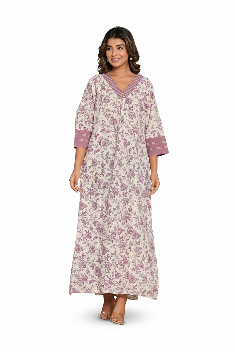 NIHSAMAH Cotton Nighty for Women — Printed Stylish Night Gown, Comfortable Sleepwear Long Nightwear, Maxi