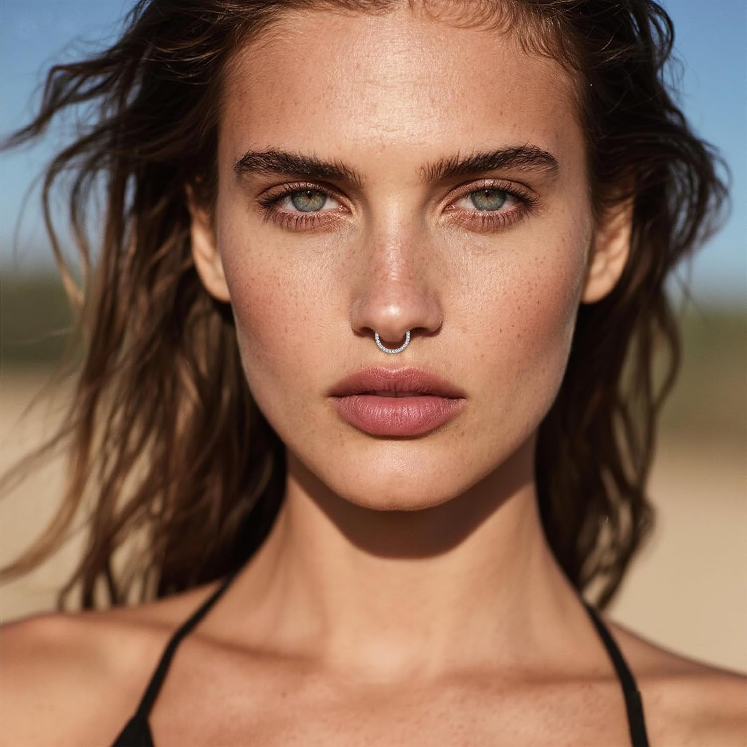 limerencia Titanium Nose Ring Hoop - 16G Hypoallergenic CZ Gems Helix Cartilage Earring for Women Men, Hinged Segment Septum Lip Rings Conch Rook Tragus Daith Earrings, Piercing Jewelry - Image 7