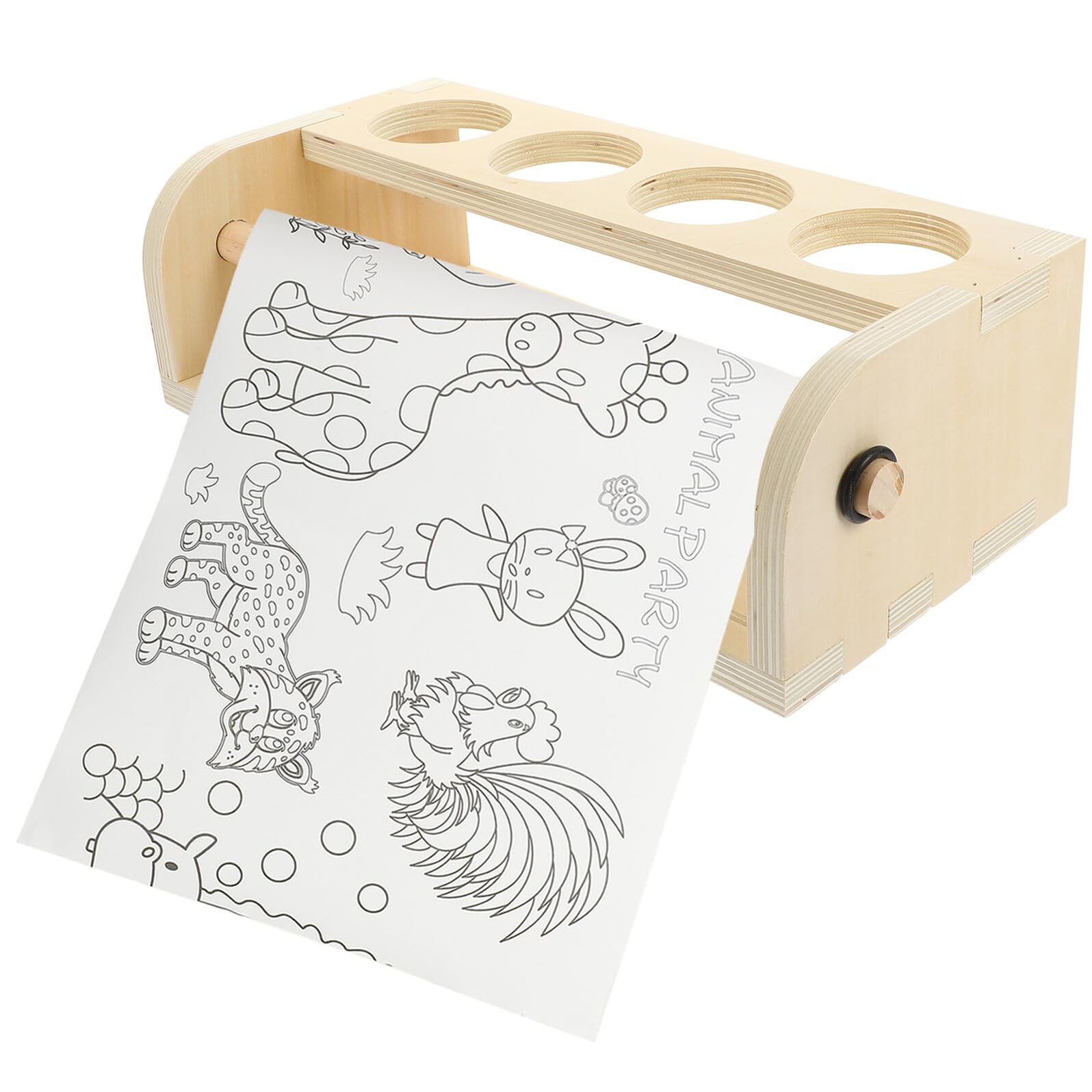 BESTonZON Portarotolo Porta Carta da Disegno in Legno per Ragazzo Ragazza, Cavalletto per Pittura da Scrivania 35×17×11 Cm Porta Penne Integrato, Accessorio Artistico per Schizzi