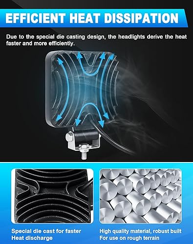 Miniatura 6 de SKYWORLD Mini luces LED de 4 pulgadas y 48 W, paquete de 2 luces de trabajo todoterreno  6000 K blanco para camiones, cuatrimotos, UTV, SUV,