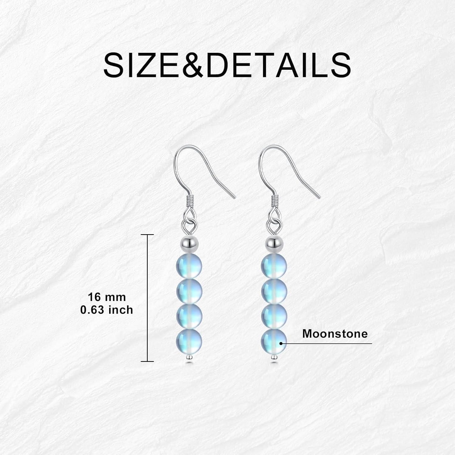 925 Sterling Silver Heart/Bead/Flower/Teardrop Moonstone/Turquoise Dangle Hook Earrings, Dangle Drop Earrings Jewelry for Women Mother Wife Lover - Image 5