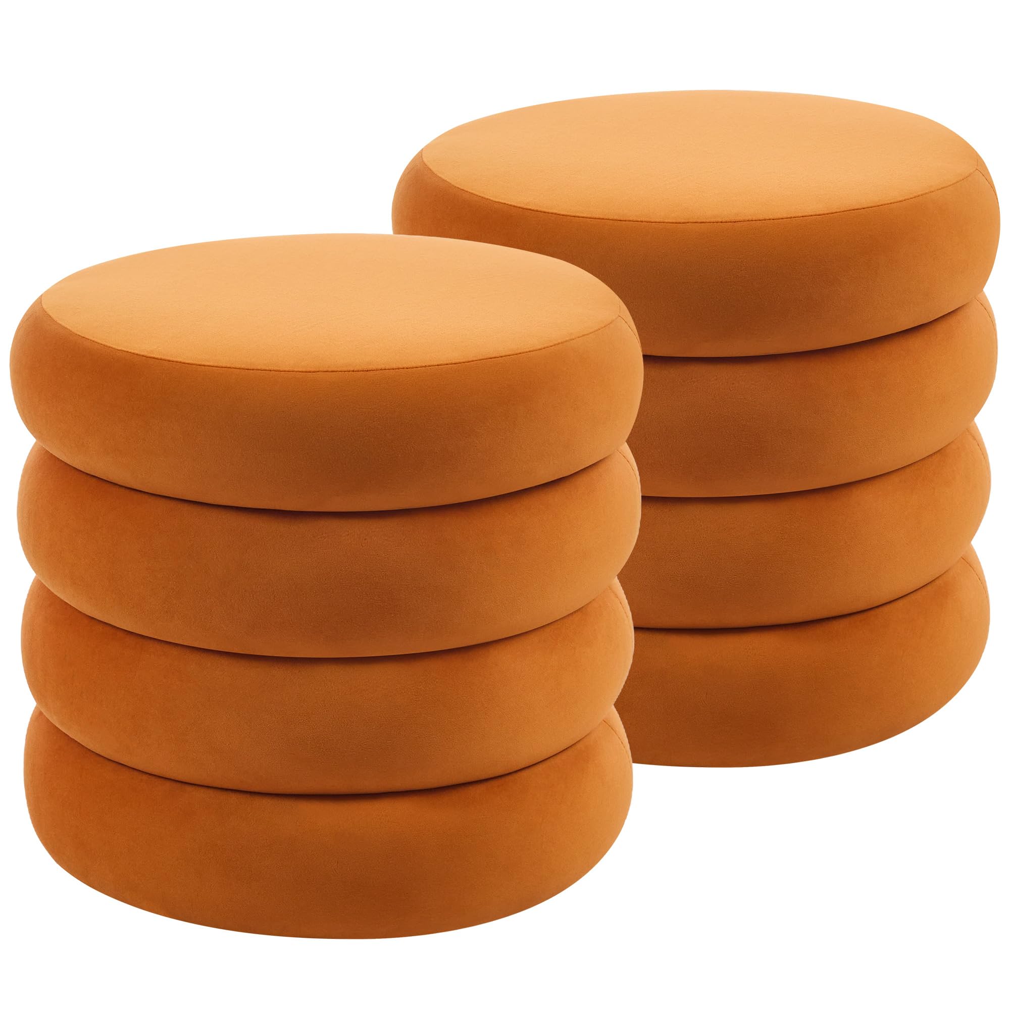 Flouki 19.5" Storage Ottoman Round, Vanity Stools for Bedroom, Entryway Ottoman for Console Table, Ottoman Stool for Girls Women, Foot Stool for