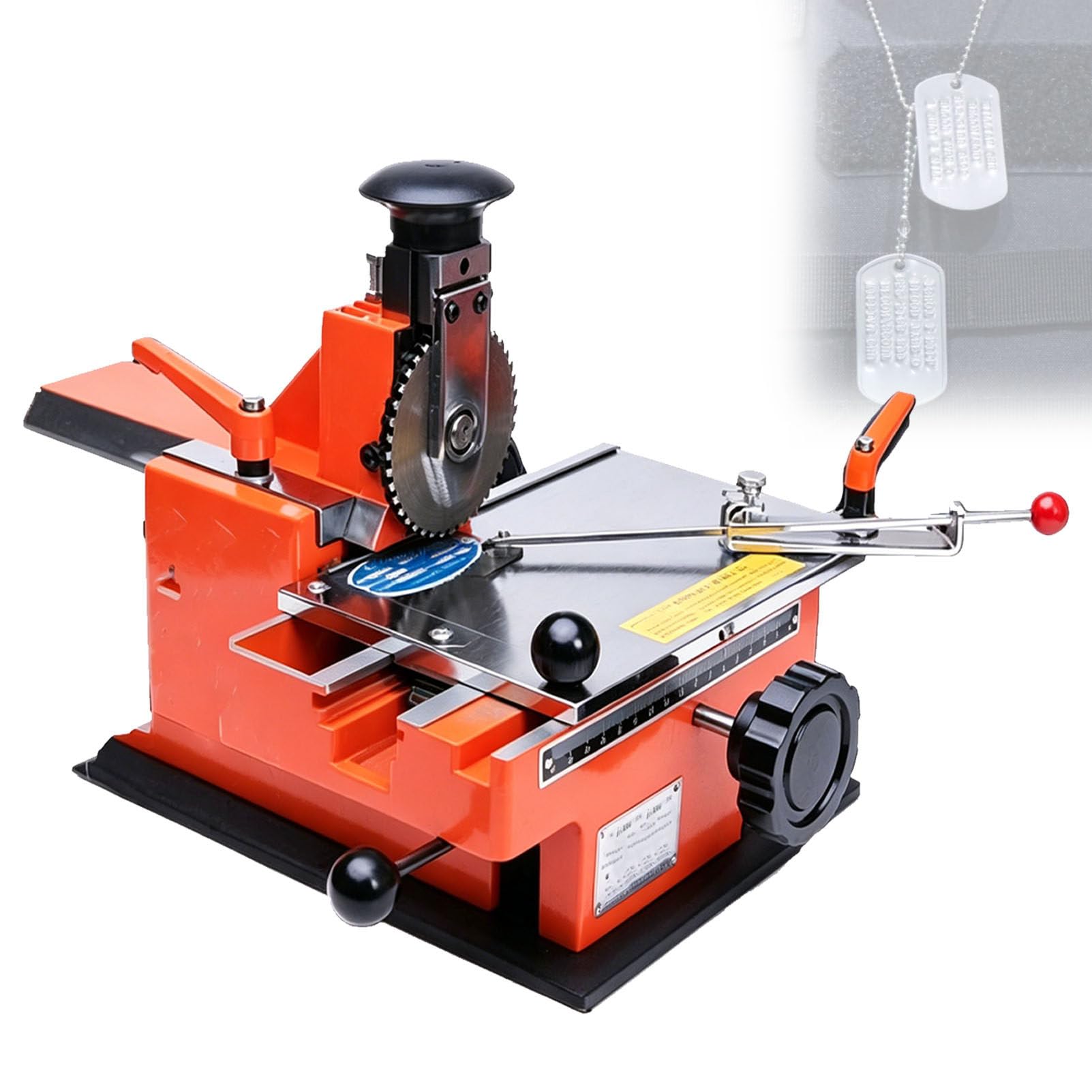 Pfps Metal Nameplate Marking Machine, Semi-Automatic Embosser Printer with Adjustable Character Wheels, for PVC Card, Wooden Tag, Dog Tag 6mm