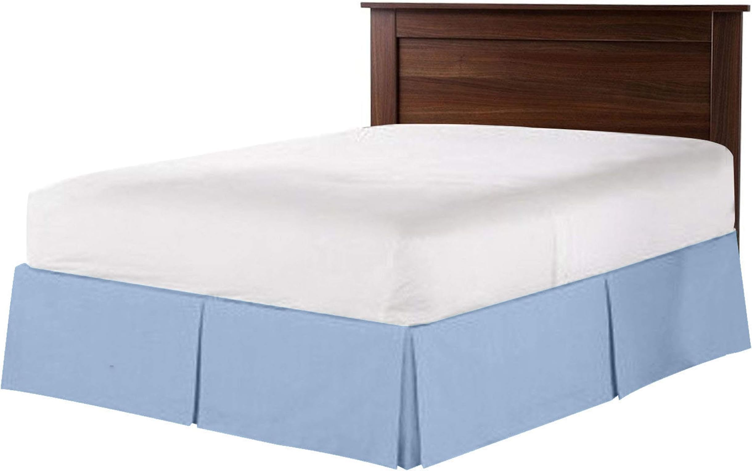 800 Thread Count 100% Pure Cotton Luxury Box Pleated Bed Skirt Queen Size with 16 Inch Drop Length Light Blue