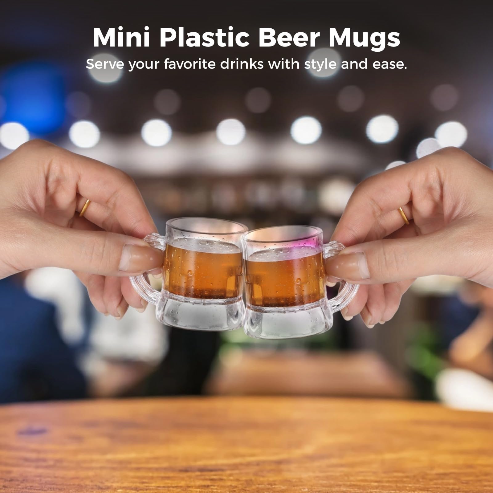 24 Stk. Mini-Kunststoff-Bierkrüge, 2 oz Schnapsgläser mit Henkel, wiederverwendbare klare Bierverkostungsgläser für Bier, Whiskey, Saft, für Party und Hochzeit, auch als Trinkgläser für Zuhause