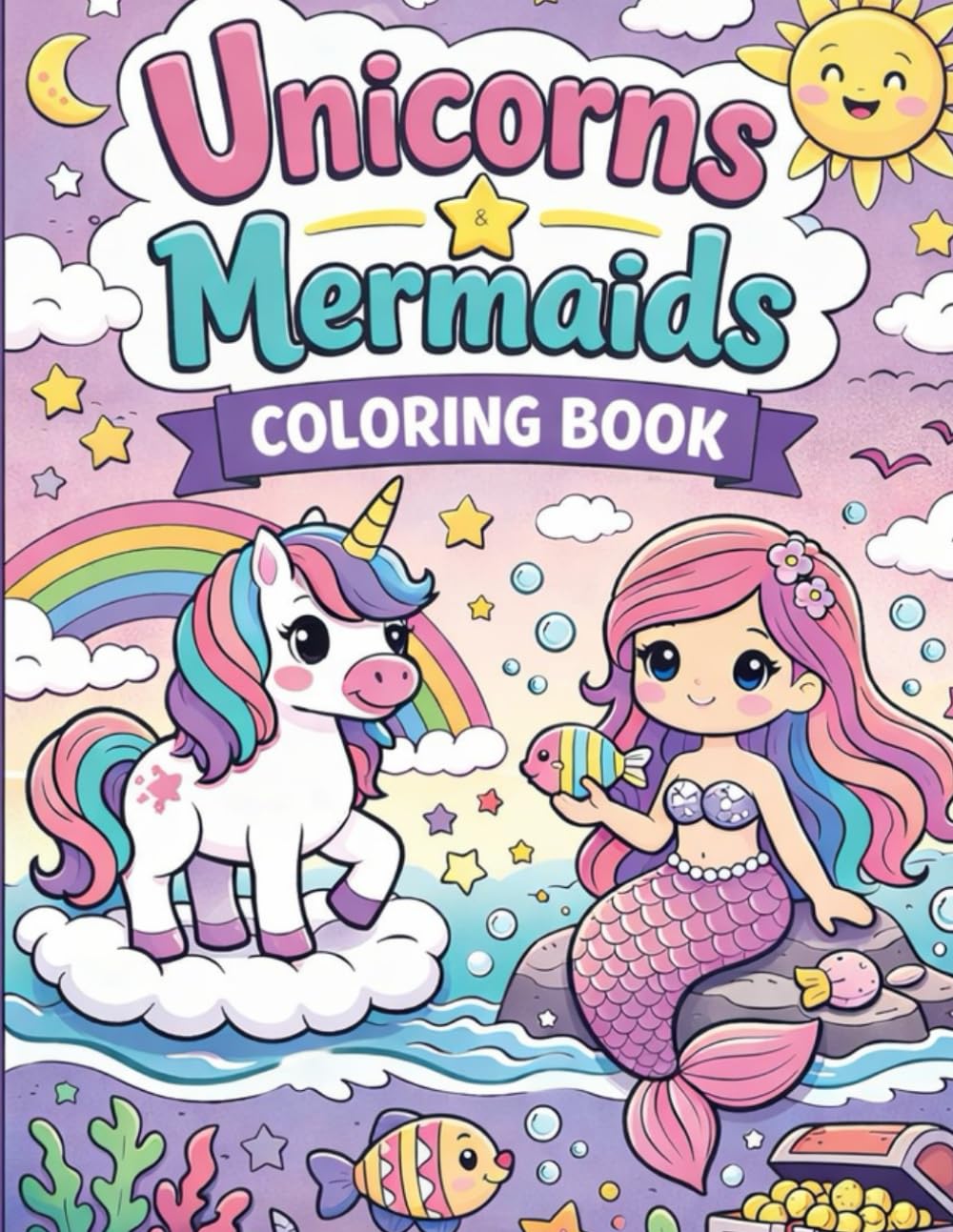Unicorns & Mermaids Coloring Book