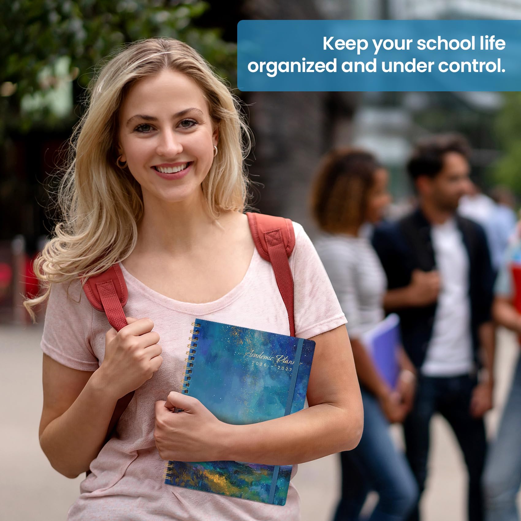 Planner 2026-2027, planner accademico settimanale e mensile, da luglio 2026 a giugno 2027, strumento di pianificazione scolastica rilegato a spirale con linguette e tasca, perfetto per studenti e