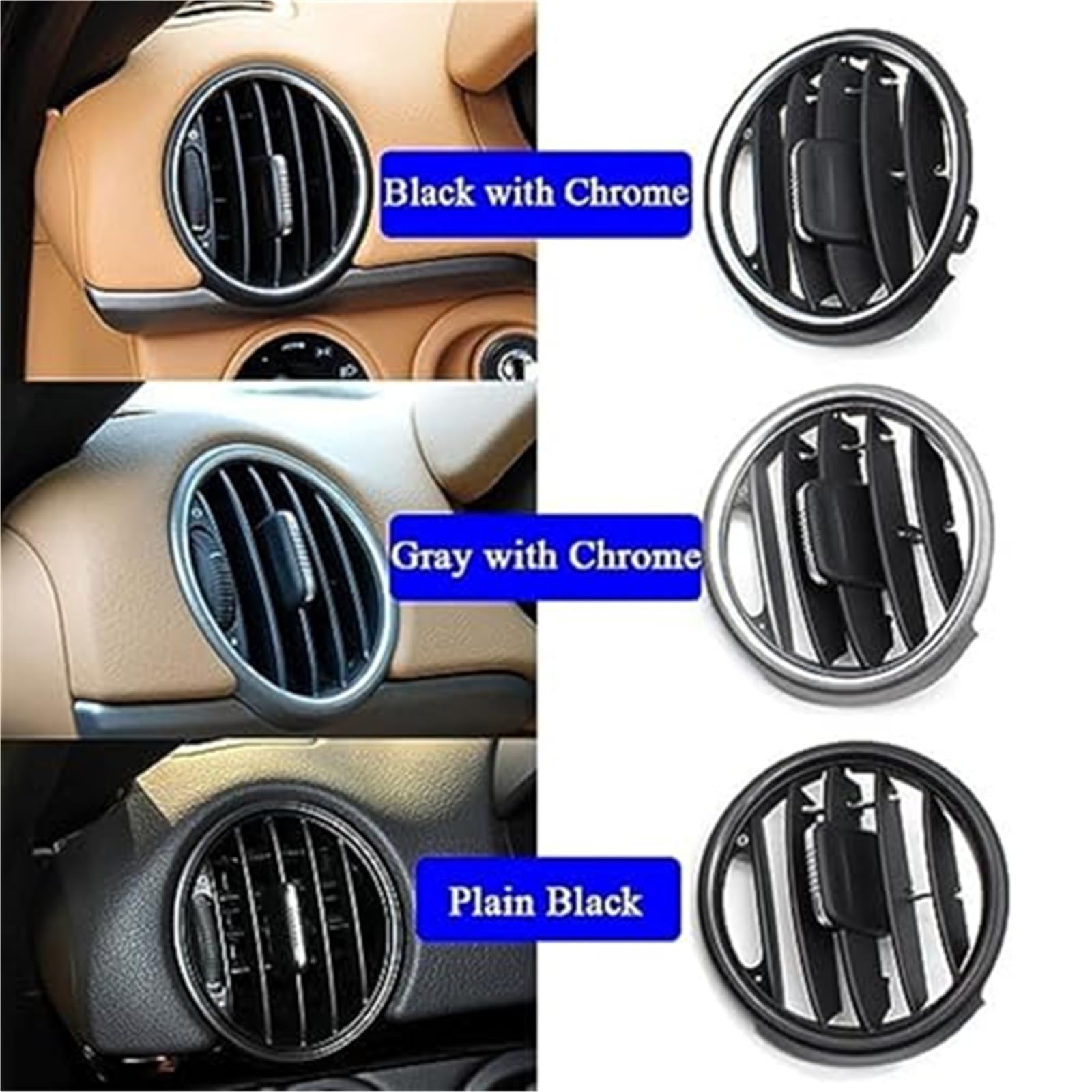 Pannello anteriore cruscotto aria condizionata griglia di ventilazione copertura, per Porsche, per Boxster Cayman 987 2006-2012 bocchetta dell'aria dell'auto(Black Black With Chrome)