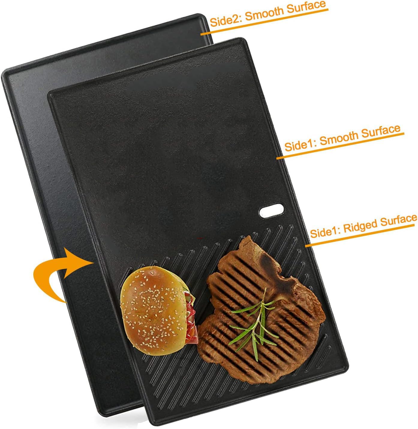 Gusseisen Grillplatte und Grillrost Ersatz für Weber Spirit I & II 200 Serie, Spirit E210, E220, S210, S220 Gasgrill, 44,5cm 7637 Gusseisen Grillroste für Weber Spirit 200(mit Vorderen Bedienknöpfen)