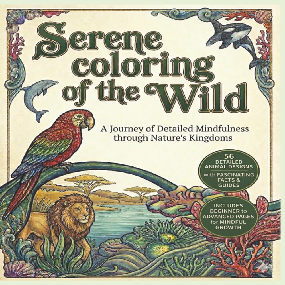Serene coloring of the Wild: A Journey of Detailed Mindfulness through Nature's Kingdoms