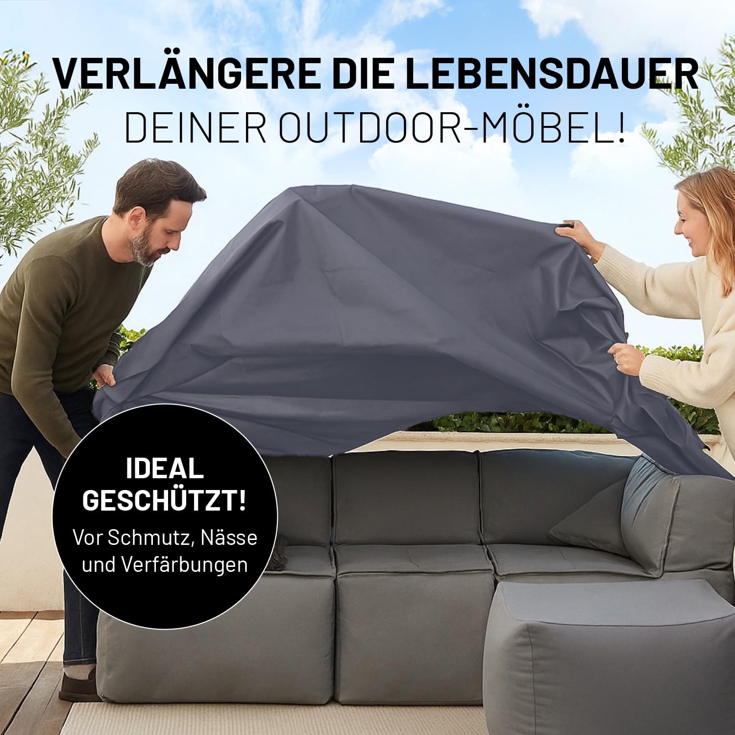Lumaland Wetterschutzhaube - Abdeckung für den Modularen Sessel | Abdeckplane Sitzsack wetterfest | Schutzhülle Bean Bag wasserdicht | Regenschutz & Sonnenschutz für Sessel | Abdeckhaube Sofa & Pouf