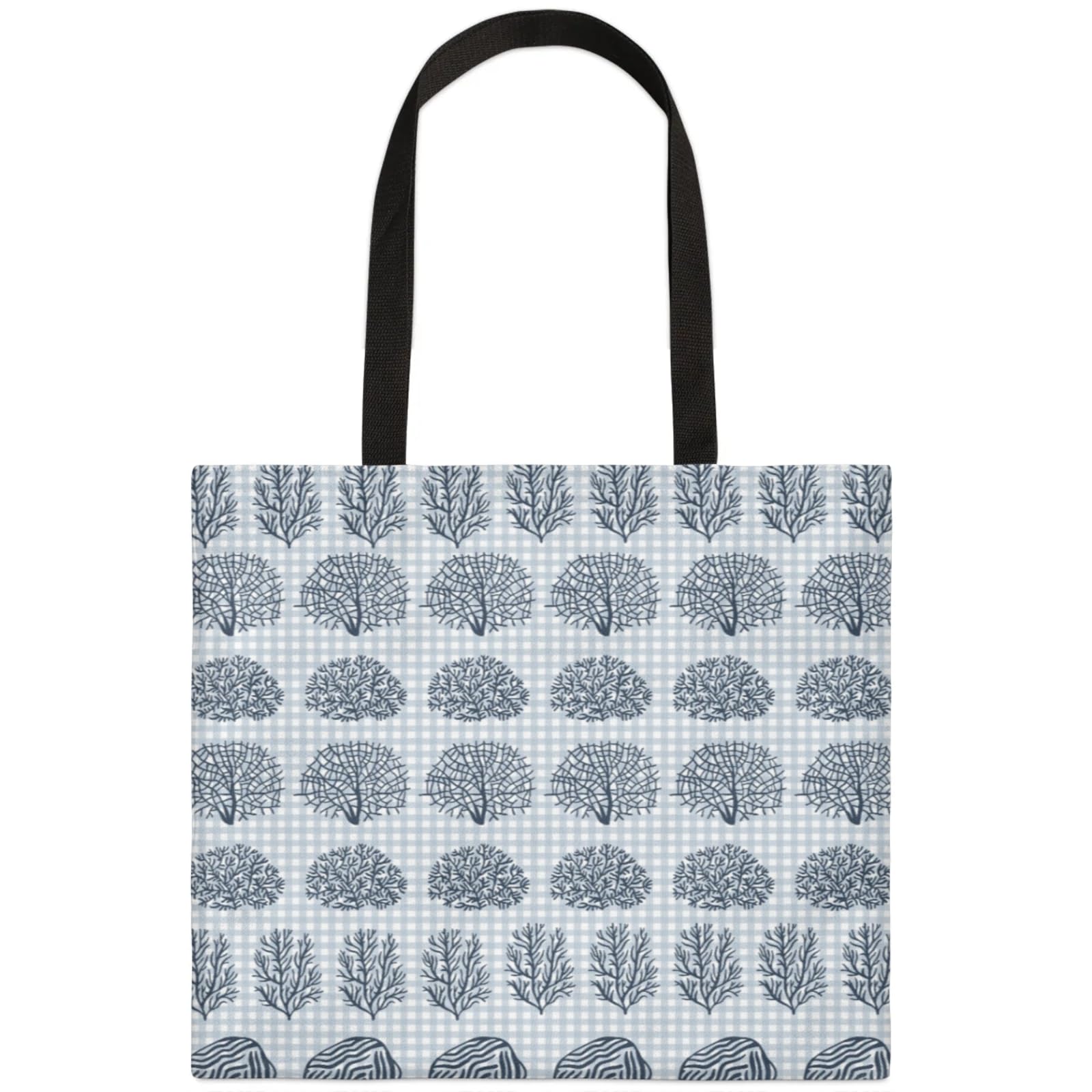 Mularoka Grid Hand Painted Coral Square Canvas Tote Bag Top Handle Purses Stylish Women Canvas Shoulder Tote Bags Reusable Handbags for Work Travel Picnic Beach Shopping Gym Hiking