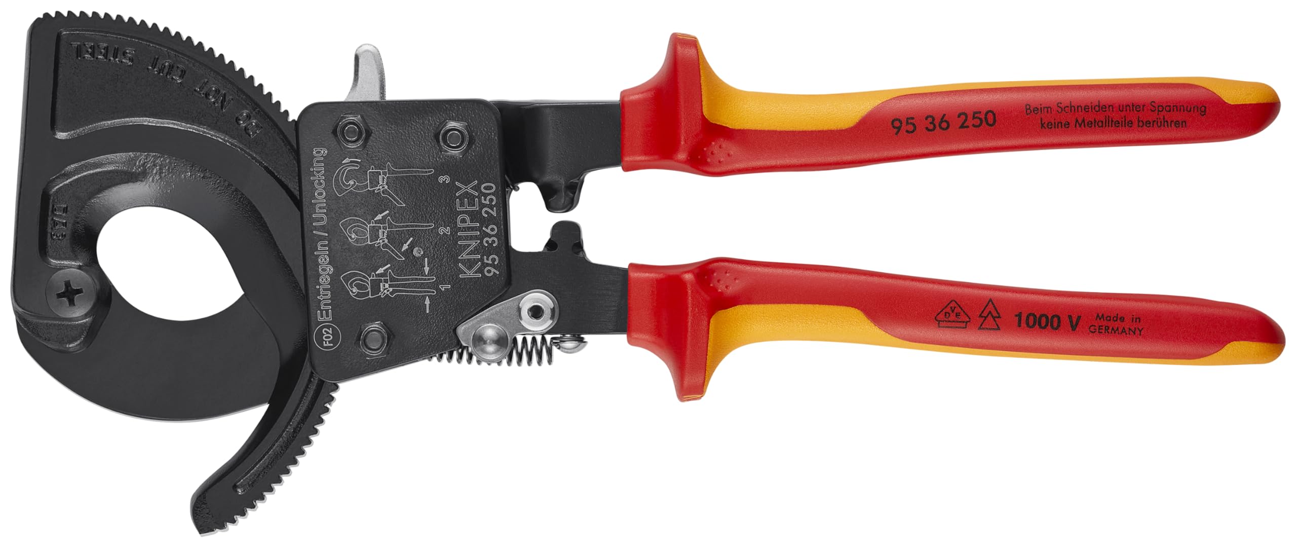 KNIPEX Ratcheting Cable Cut-1000V Insulated, Black