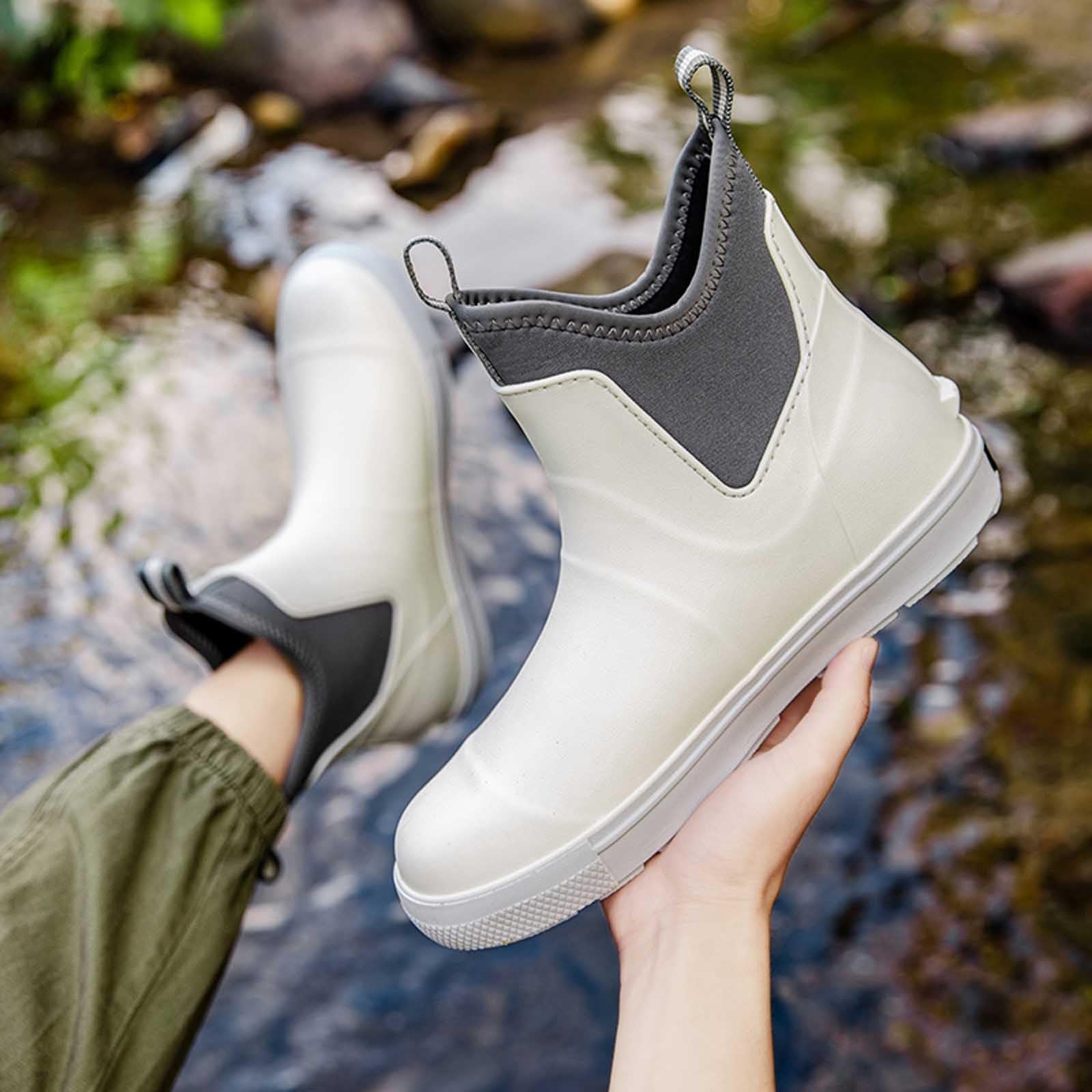 Generisch Męskie buty przeciwdeszczowe, outdoorowe, wsuwane, buty trekkingowe na mokrą pogodę, wygodne, lekkie, antypoślizgowe gumowe podeszwy