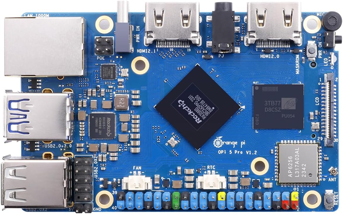 Orange Pi 5 Pro 4GB/8GB/16GB LPDDR5 Rockchip RK3588S 8-Core 64-Bit Single Board Computer with eMMC Socket, WiFi 5/Bluetooth 5.0, Development Board Run Ubuntu/Debian/Android (4GB)