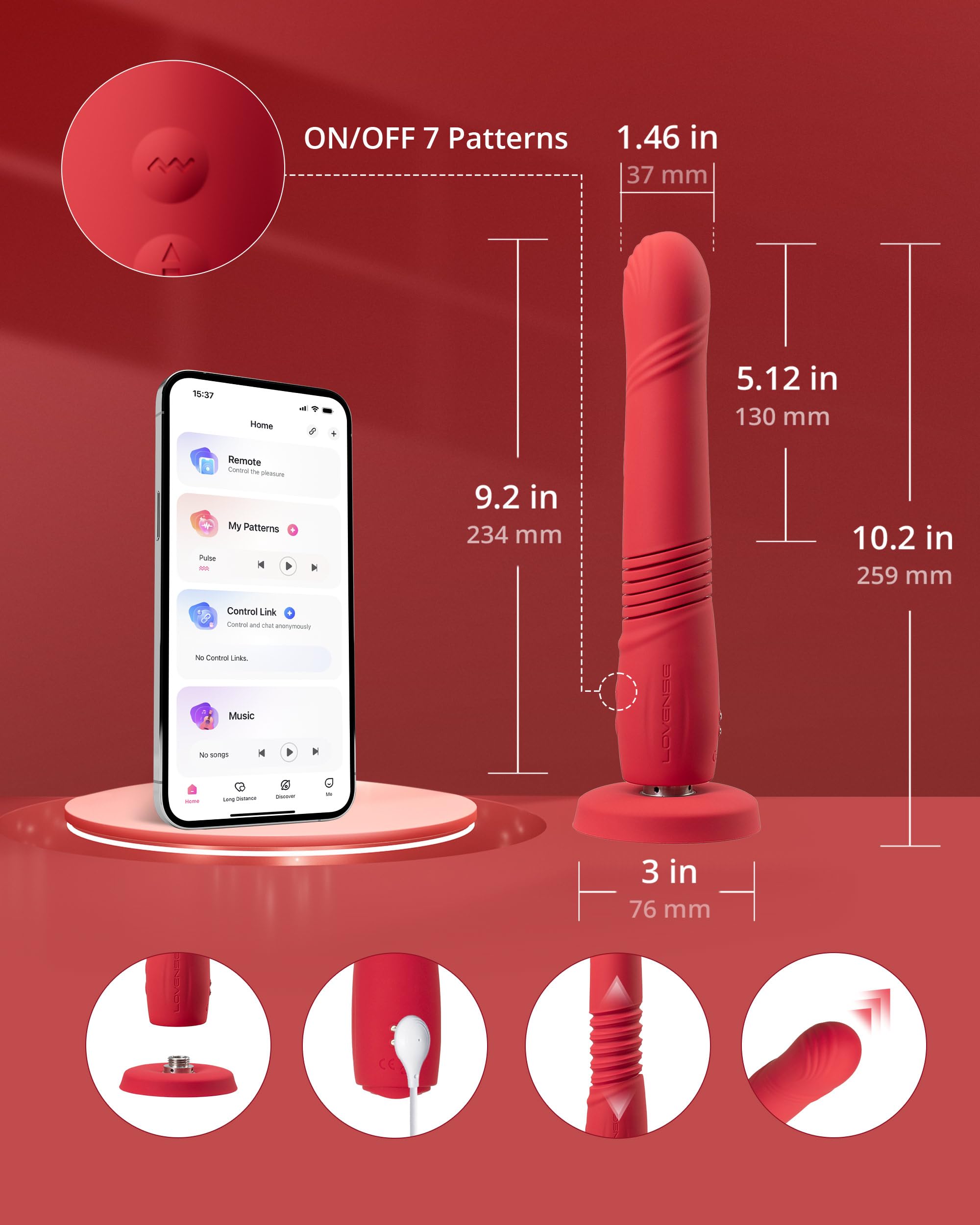 LOVENSE Gravity G Spot Thrusting Vibrator, App Remote Control G-Spot Vibrator for Women Rechargeable G Spot Dildo Thrusting & Vibrating Modes, Bluetooth Adult Sex Toys for Couples Play