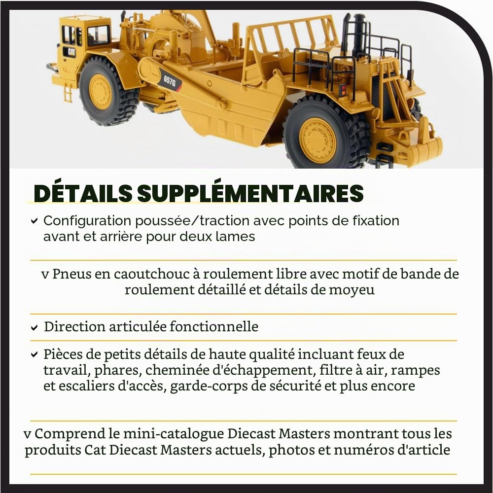 Diecast Masters 85175c - Cat 657G Wheel Tractor Scraper Core Classic, échelle 1:50, à partir de 14 Ans, en boîte fenêtre de présentation, Convient aux collectionneurs