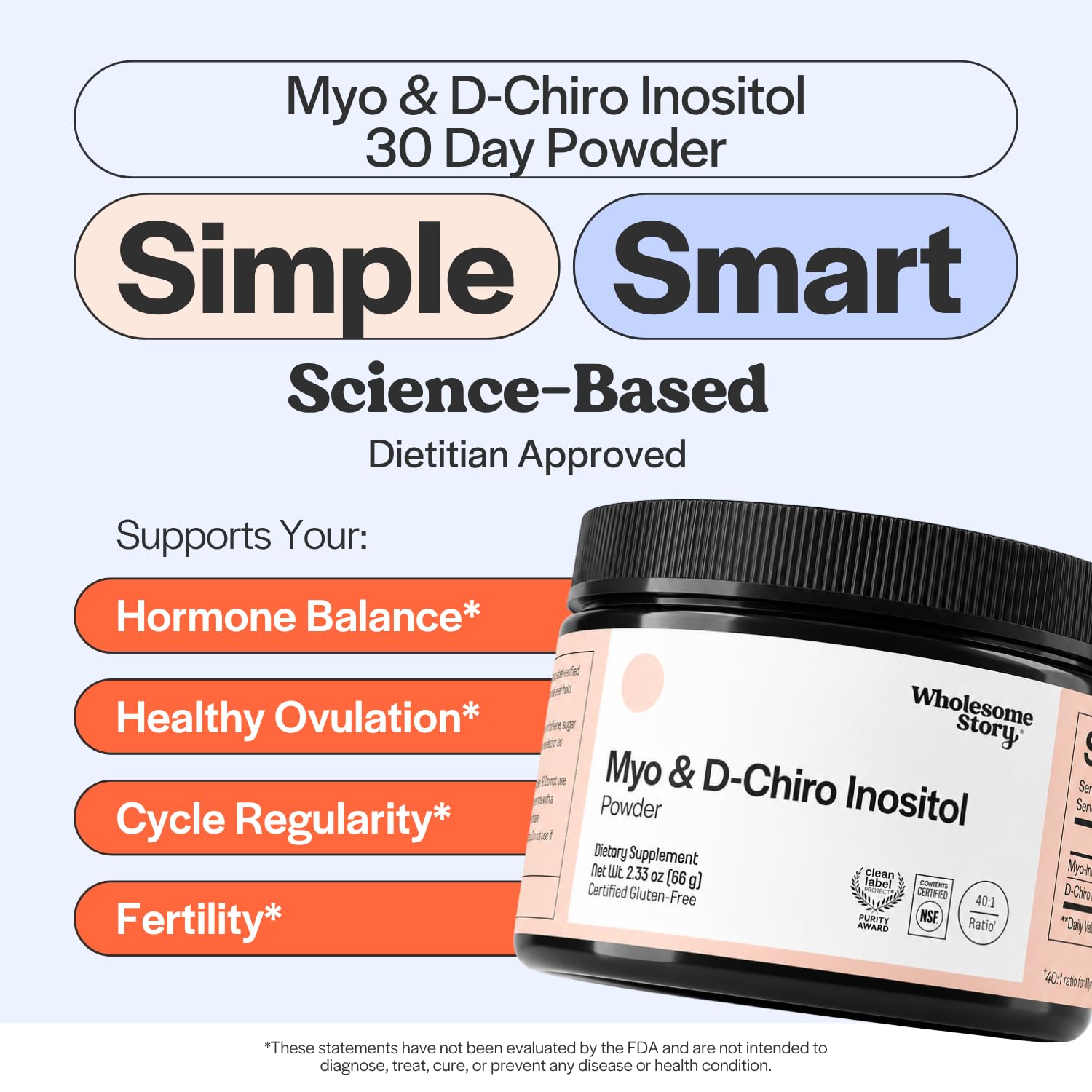 Myo-Inositol & D-Chiro Inositol Supplement Powder for Women | Hormonal Balance & Healthy Ovarian Function Support | Vitamin B8 | Great Alternative to Capsules | 40:1 Ratio | 30 Servings — Amazon image 3