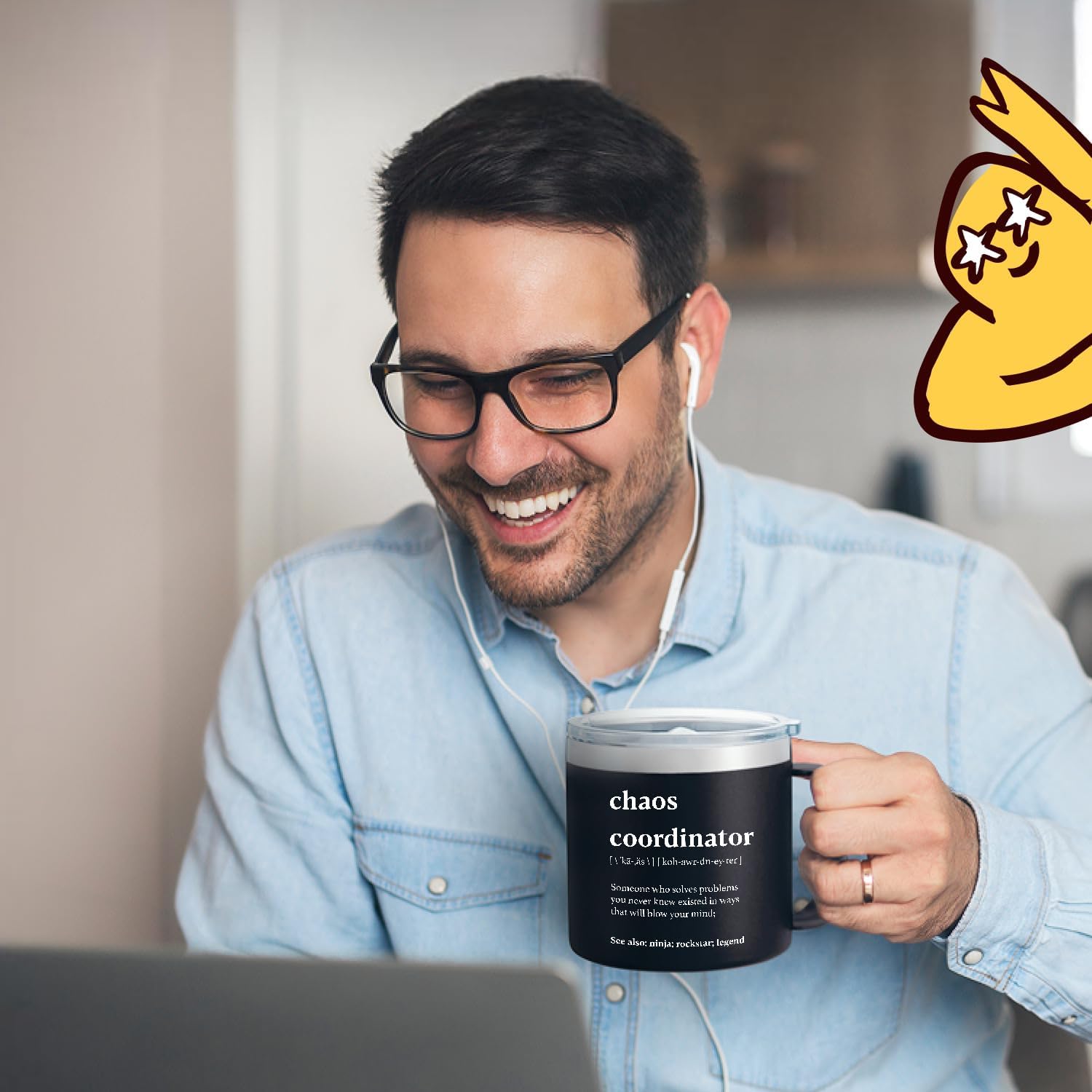 Chaos Coordinator Gifts for Men Tumbler Black 14oz - Thank You, Corporate, Boss Day, Office Gifts for Men Travel Mugs for Coworkers, Stainless Steel Chaos Coordinator Coffee Mug Cup Manager Present - Image 2