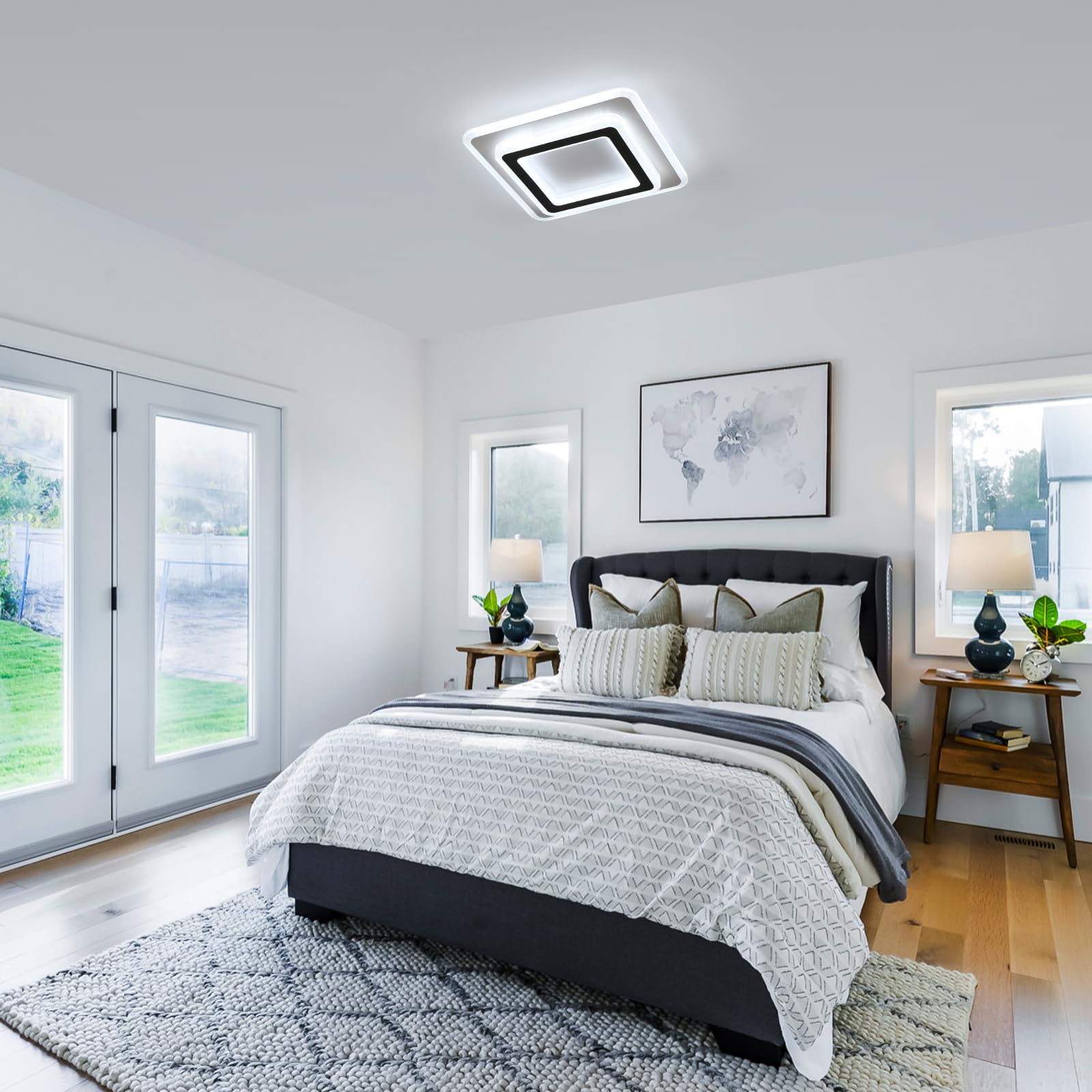 Comely Modern LED Ceiling Light, 38W Square White Acrylic Ceiling Lamp - Image 2