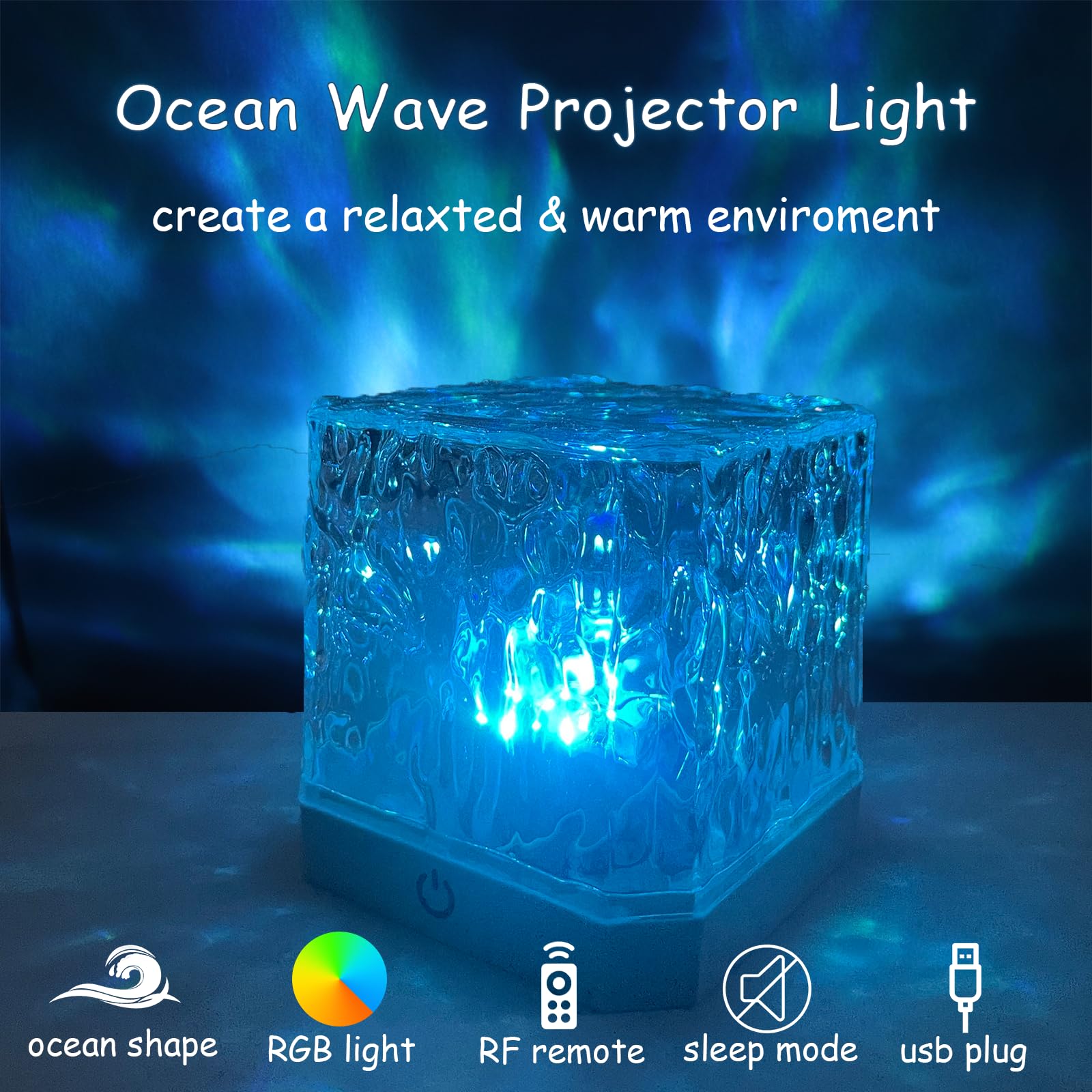 16 Color Adjustable Northern Lights Projector, Aurora Light with Remote, Water Lamp for Bedroom Living Bath Bar - Image 2