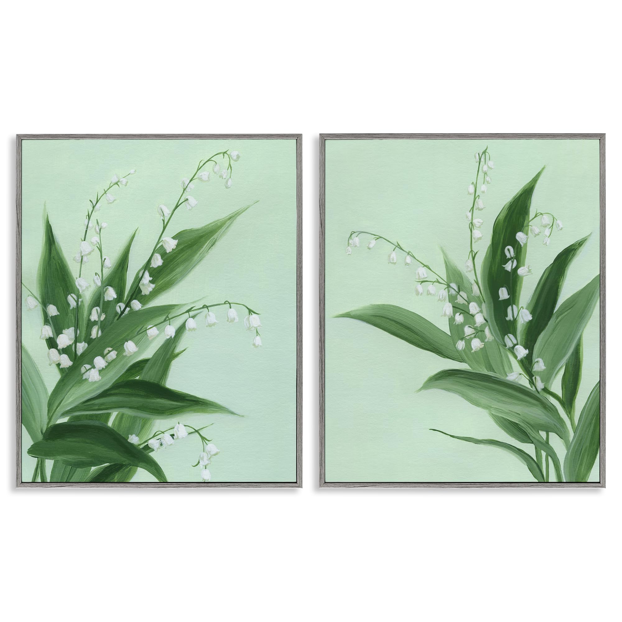 'Blooming Lily of Valley'| 2pc Framed Giclee Art Set 2
