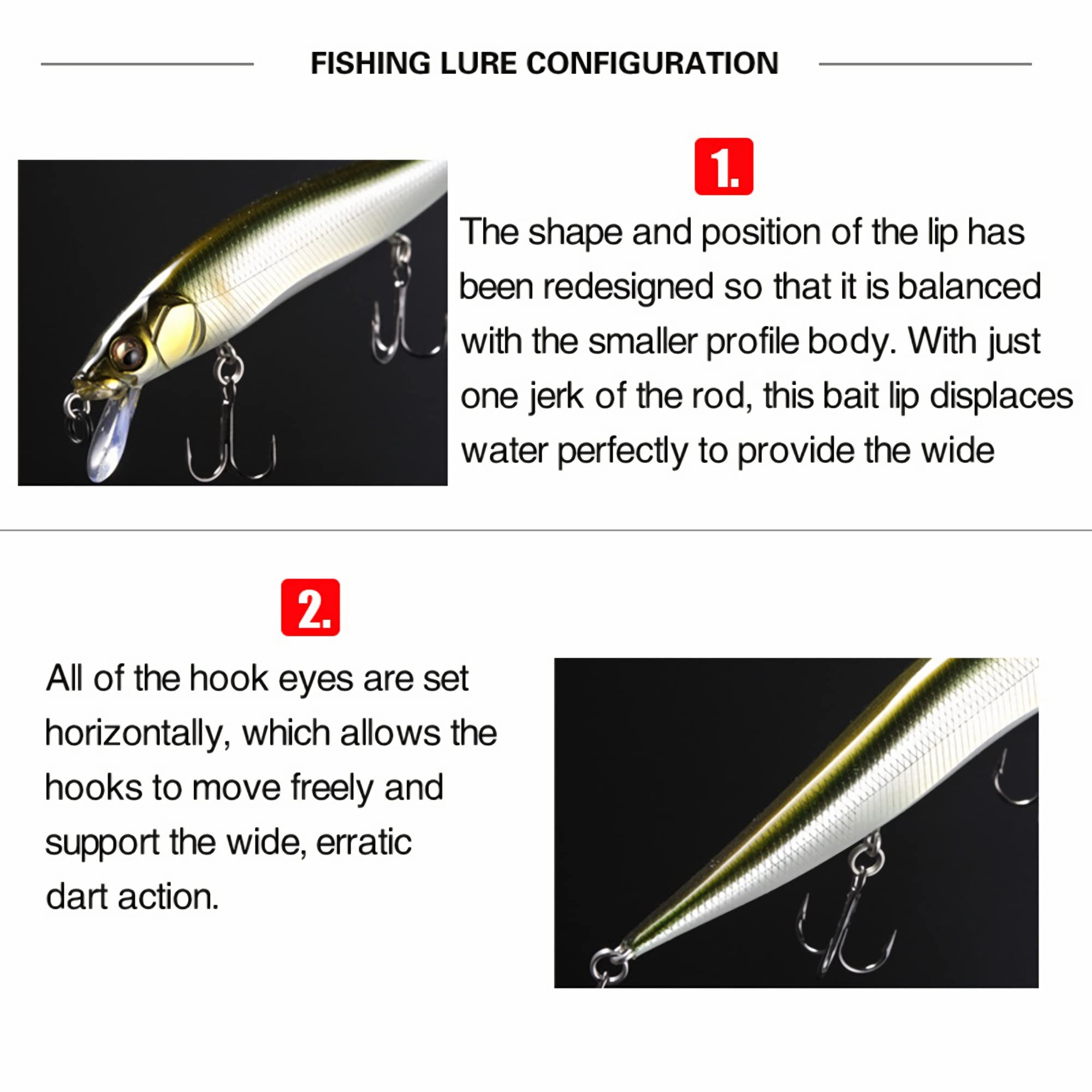 Esche da Pesca morbide, 5 Pezzi 9,8 cm/10,5 g Esca da Pesca Sospensione Esca Dura Artificiale ciprinidi Pesca Wobbler Esca Pesca in Mare Trota spigola Esca Semplice e Pratica