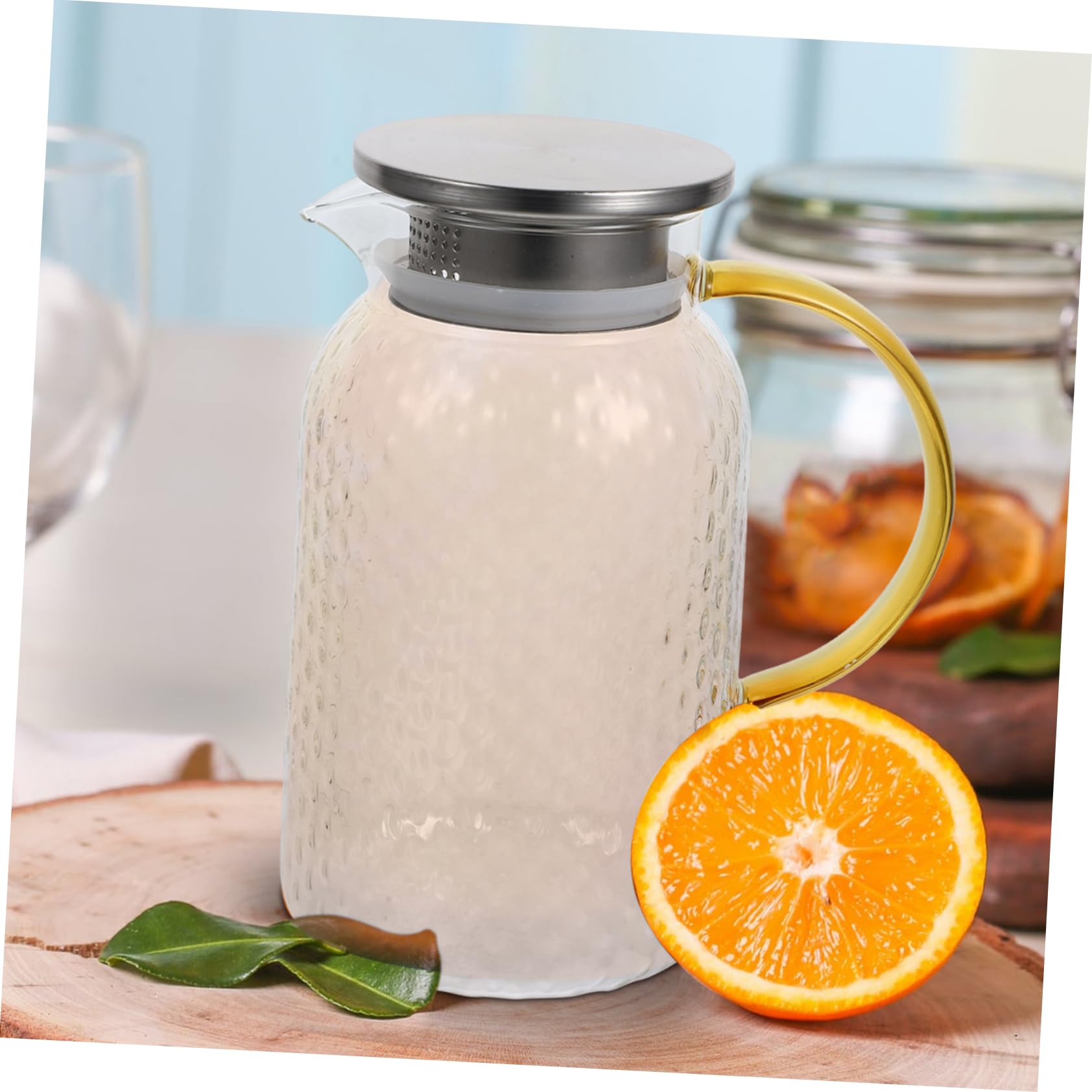 LABRIMP Jarra Vidrio de Gran Capacidad Hervidor Resistente Calor para Fría para Leche y Bebidas