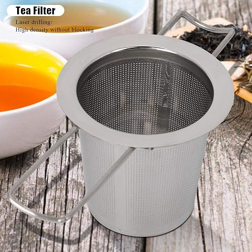 Miniatura 3 de Fdit Filtro plegable del colador de la taza del metal del infusor del té de la malla del acero inoxidable con la tapa