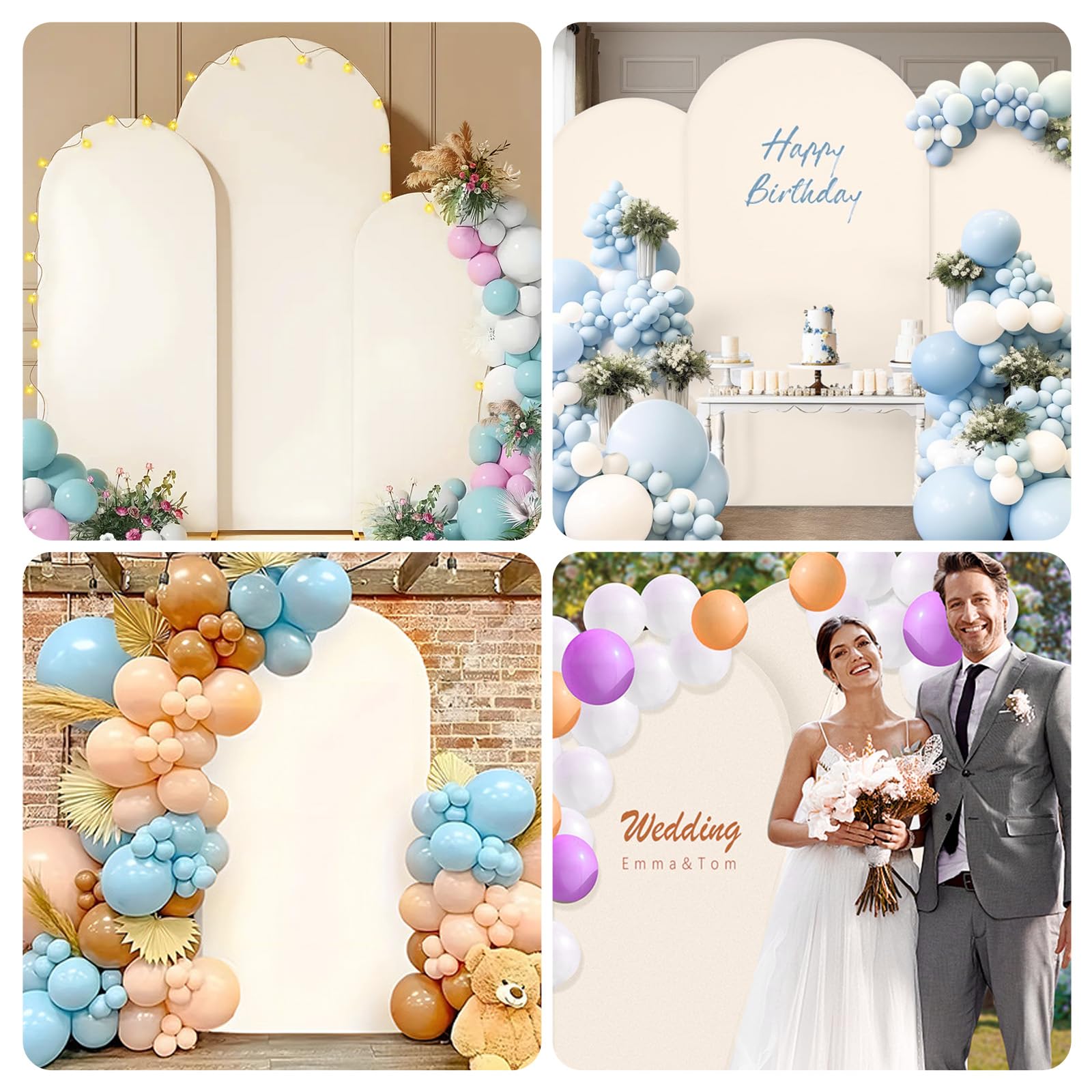 Cubierta de fondo de arco, parte superior redonda, fondo de arco de doble cara, cubierta de arco de boda para bodas, decoración de fiestas, cumpleaños, baby shower, banquete