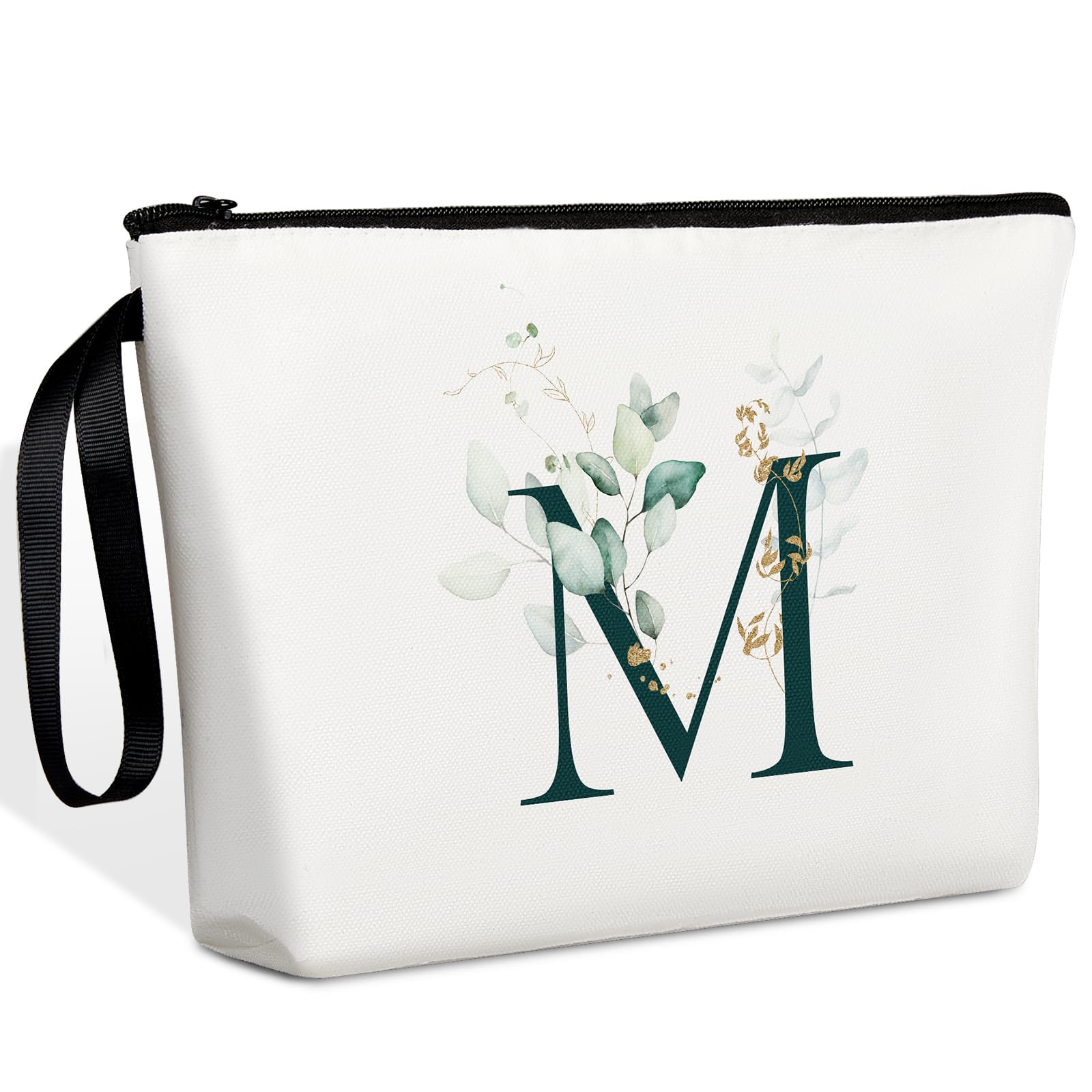 Photect Bolso de Neceser Personalizado con Iniciales de Letras A-Z Bolsa de Maquillaje de Regalo de Novia Neceser de Maquillaje Bolsa de Cosmético de Boda para Mujer Mamá Hermana Amigas Cumpleaños (M)