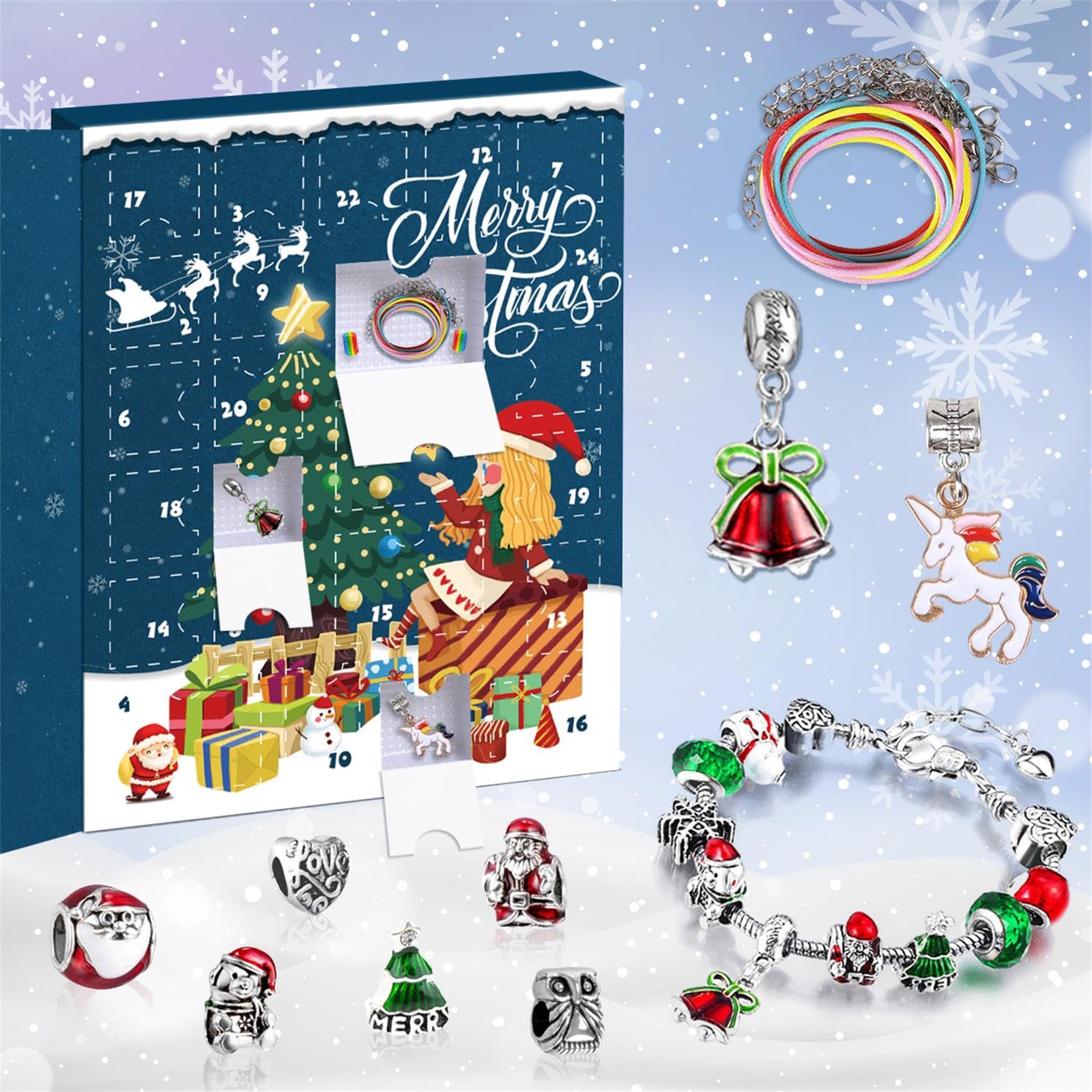 iZoeL Calendario Avvento Gioielli Calendario Avvento 2025 Bambina, Fai da Te Bracciale Bambina Idee Regalo Natale 2025, Regali Natale per Figlia Nipote Sorella