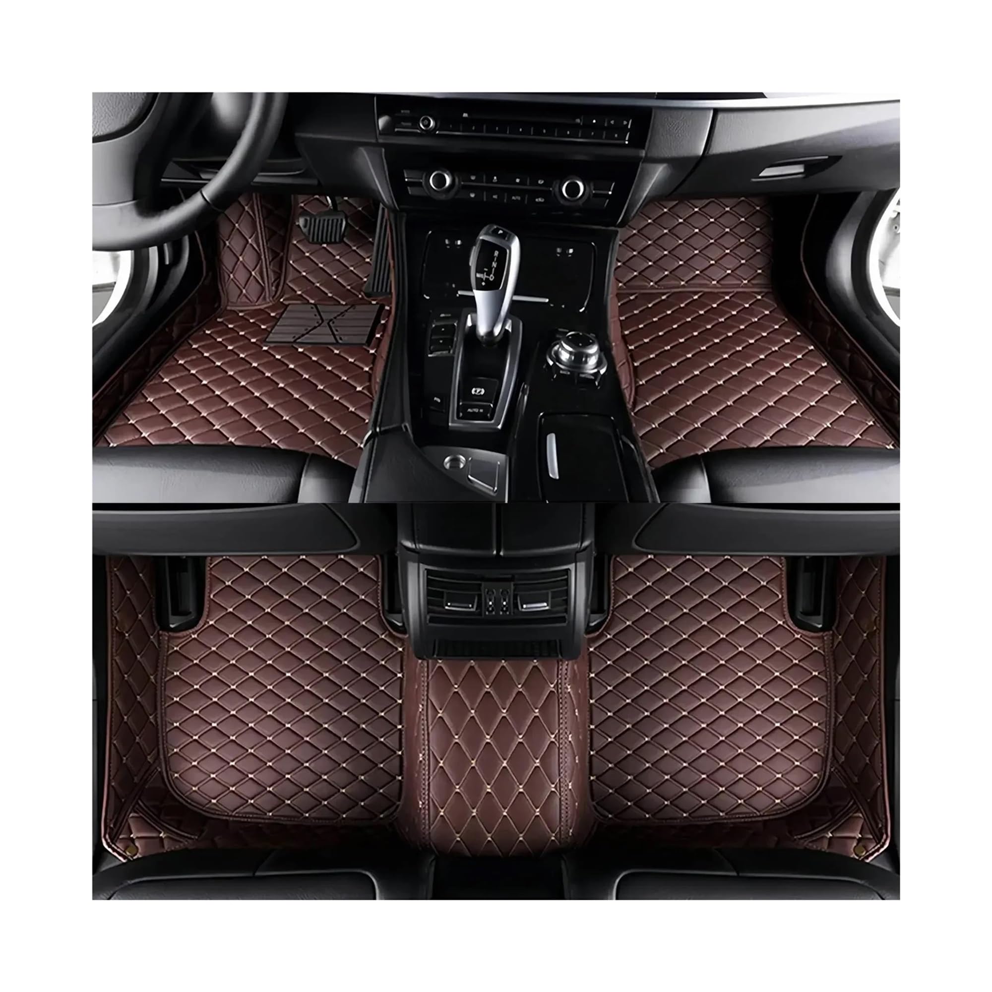 Auto Fussmatten Für Toyota Für Corolla 2007 2008 2009 2010 2011 2012 2013 E140 wasserdichte Luxus-Leder-Bodenmatten 3D-Abdeckung Auto-Fußmatten Fußmatten Automatten(Style 1 Coffee)