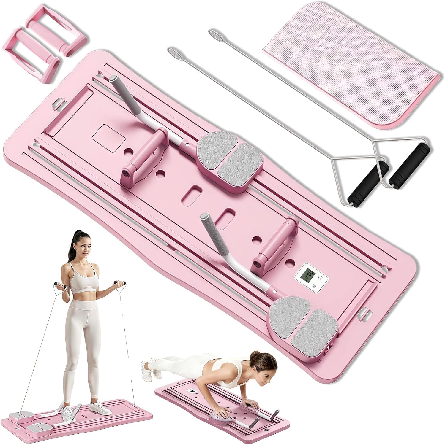 Foldable Pilates Reformer Machine, Multifunctional Pilates Board Kit for Home Workout, Portable Pilates Equipment Full Body Core Training Fitness Machine for Beginner & Studio Use-image-44